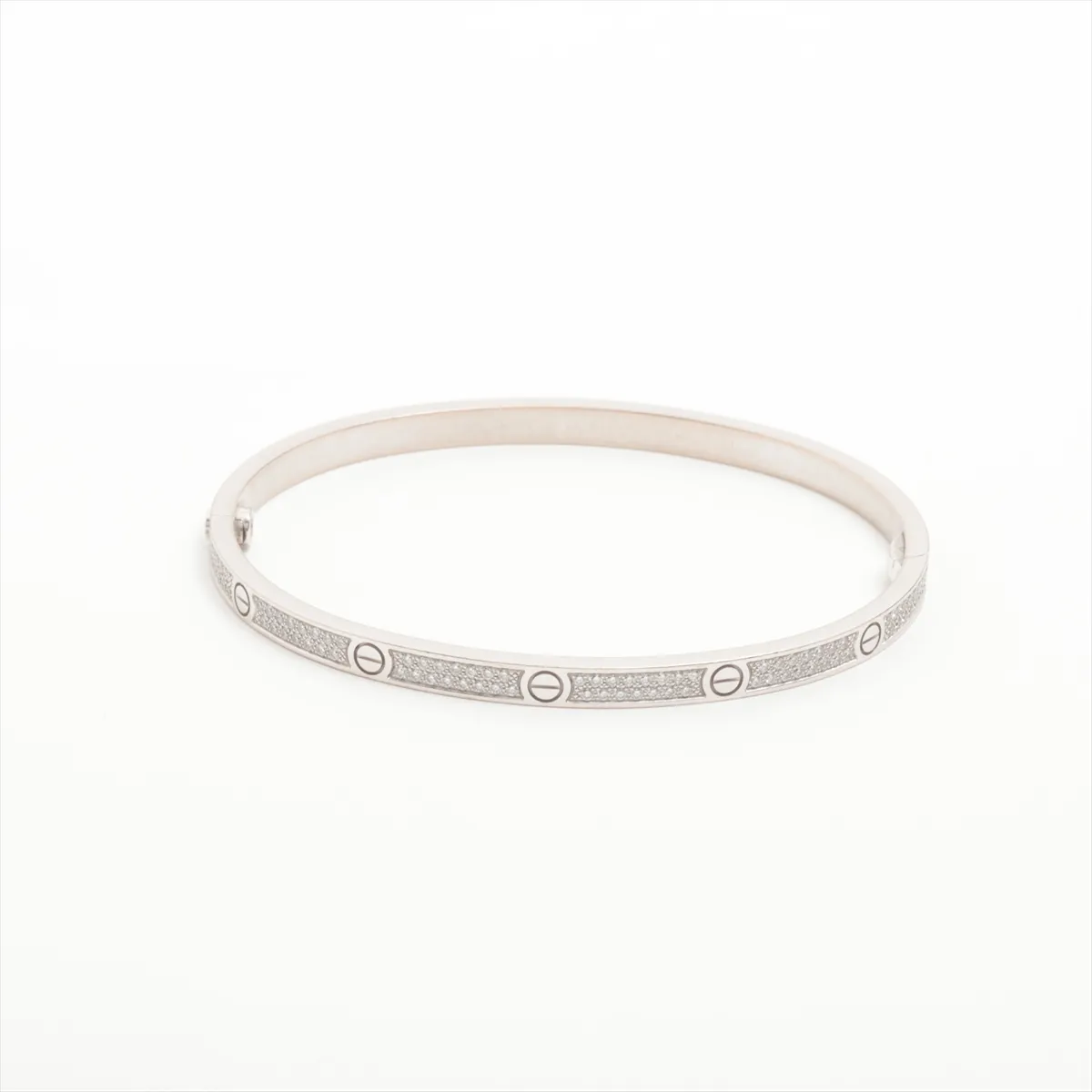 Love SM Pave Diamond Bracelet 750 (WG) 18.3g 17 IXJ790 Small stone chips and — view 2