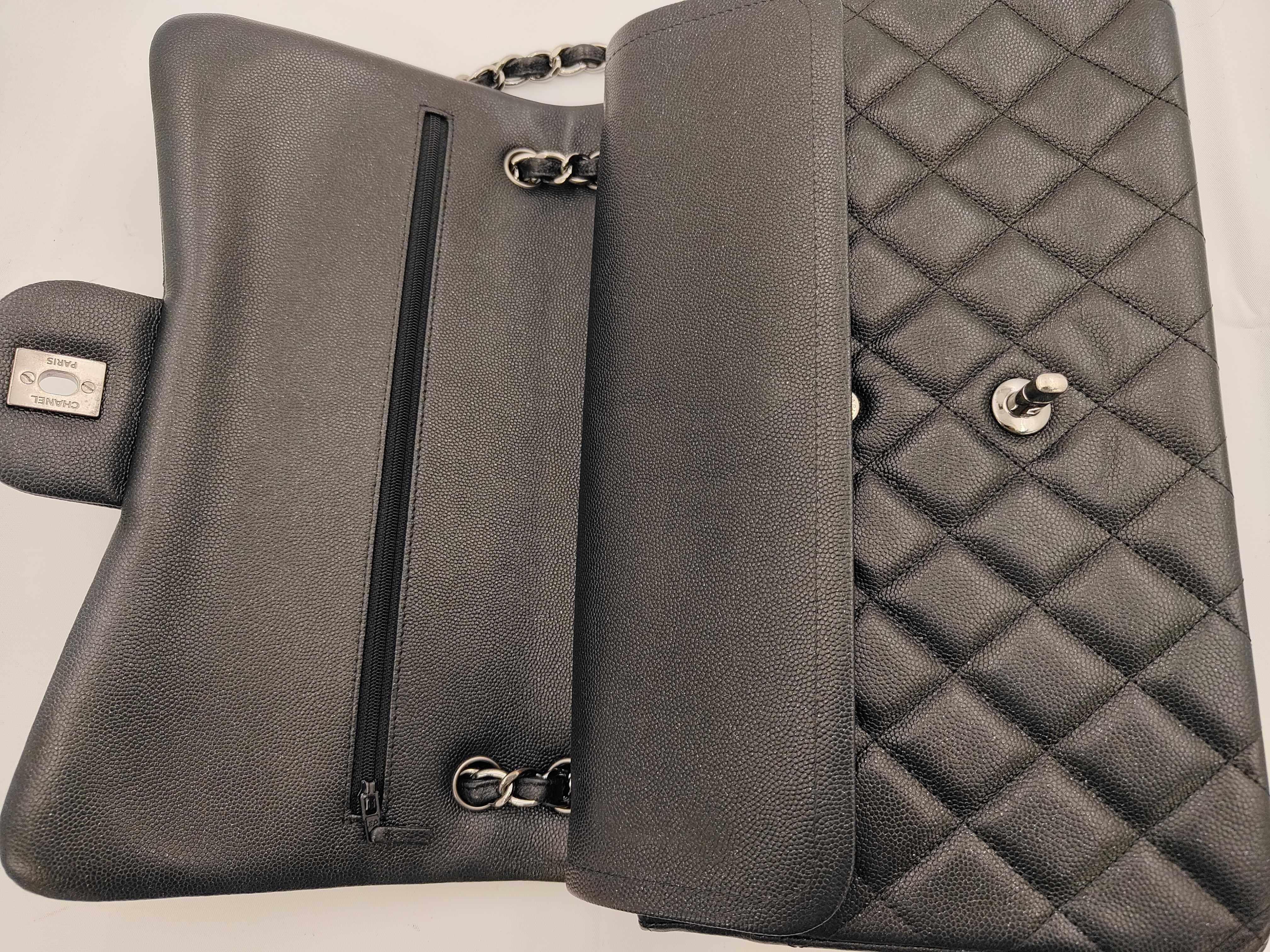 Matelassé 30 Chain Shoulder Bag, Double Flap, Caviar Leather, Black Shoulder Bag — view 11