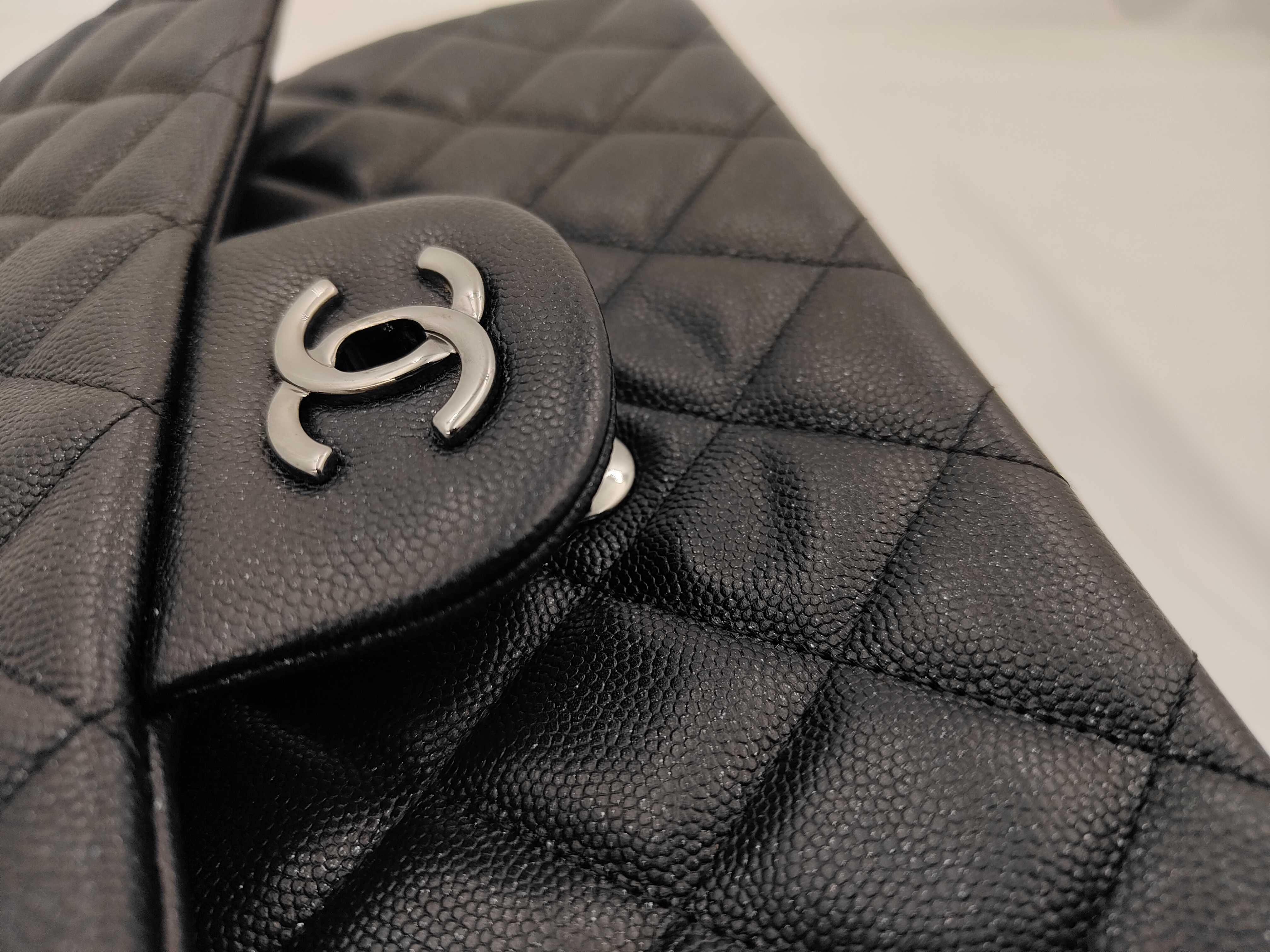Matelassé 30 Chain Shoulder Bag, Double Flap, Caviar Leather, Black Shoulder Bag — view 14