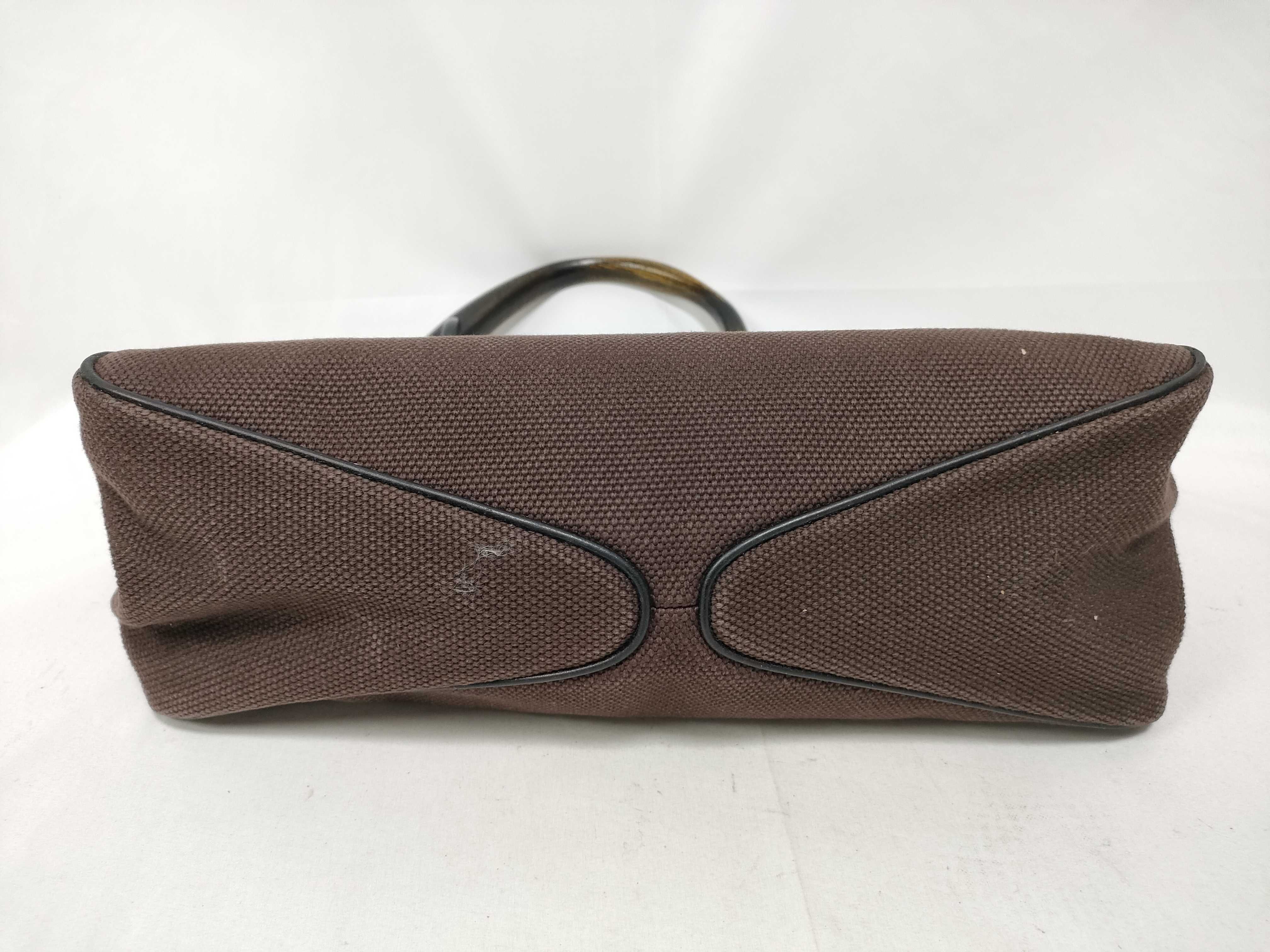 Brown GG Canvas Wooden-Handle Wrist Bag — view 3