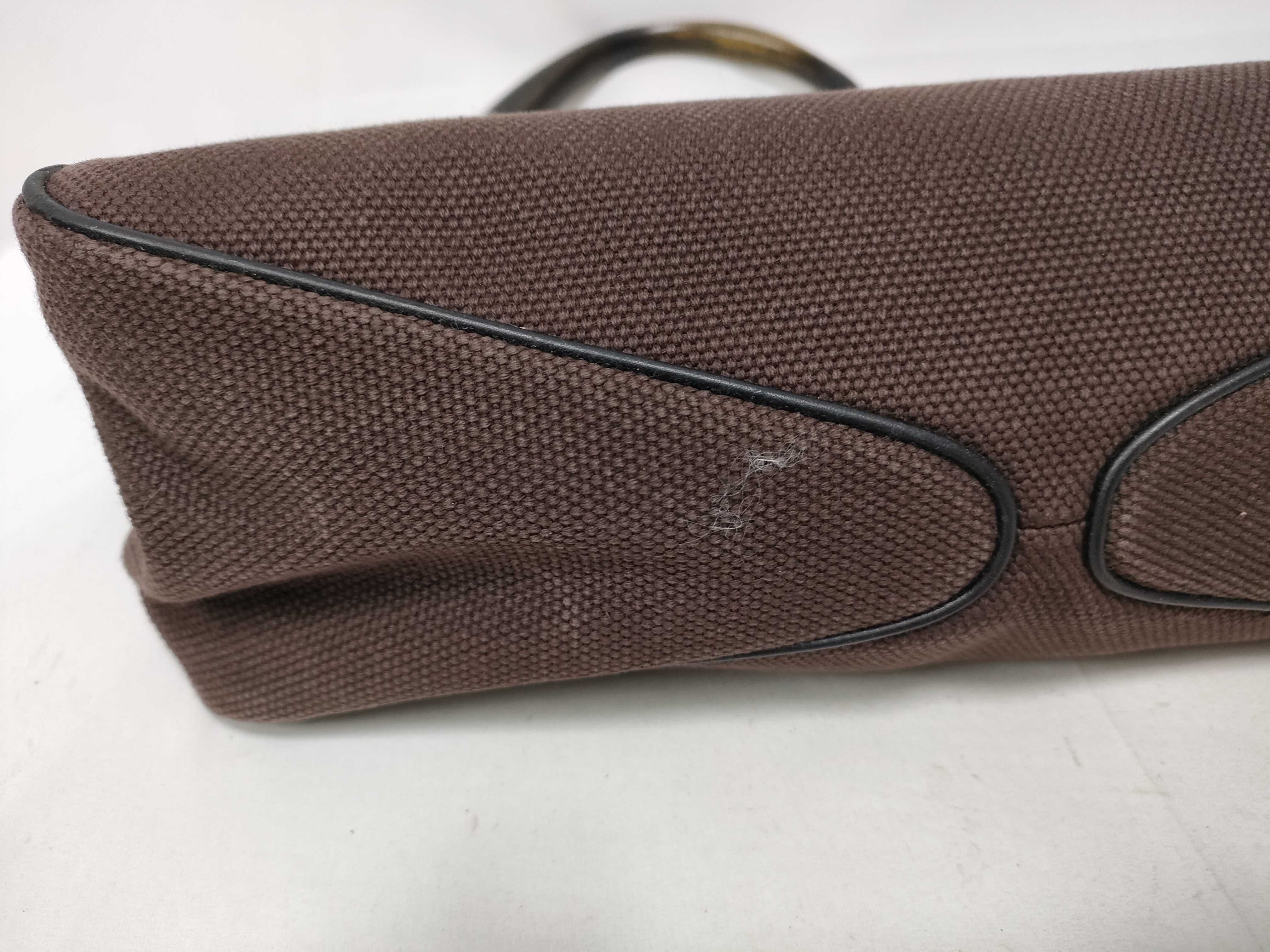 Brown GG Canvas Wooden-Handle Wrist Bag — view 4