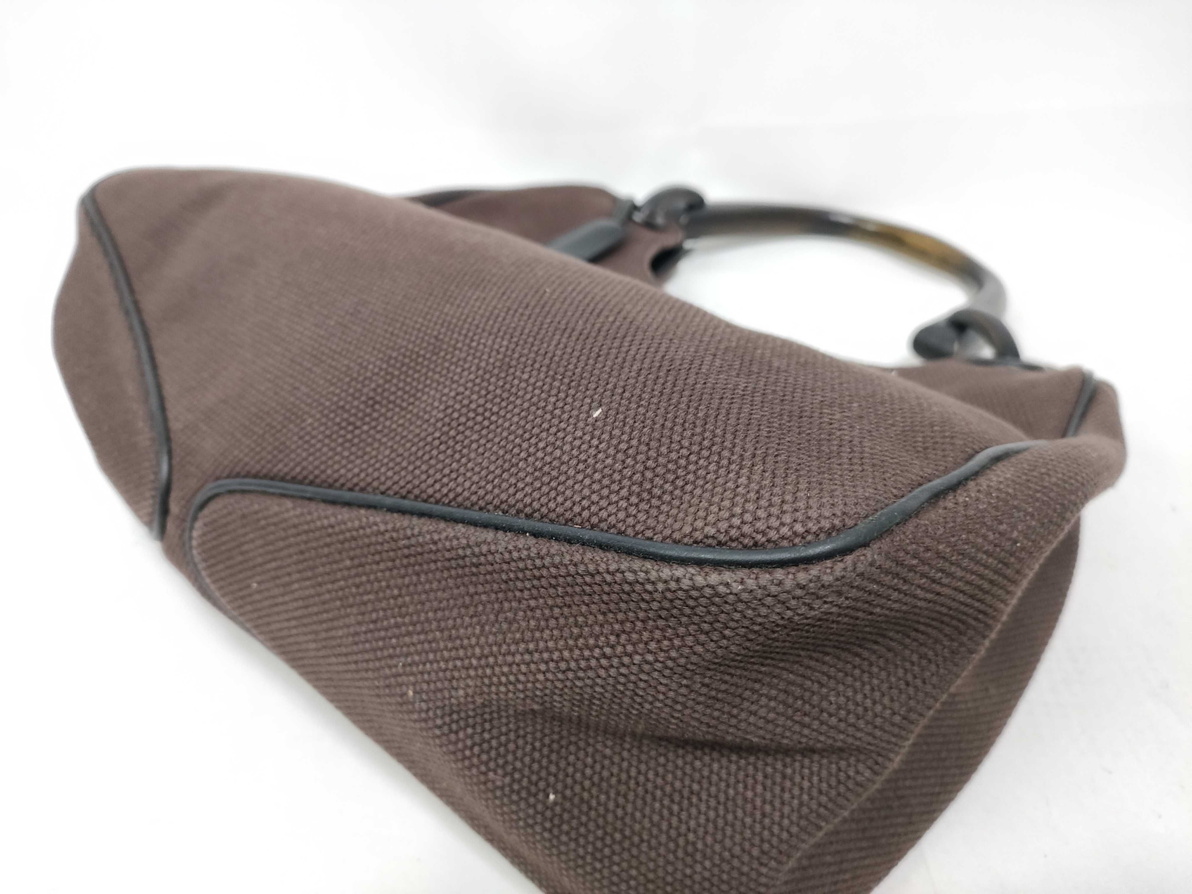 Brown GG Canvas Wooden-Handle Wrist Bag — view 6