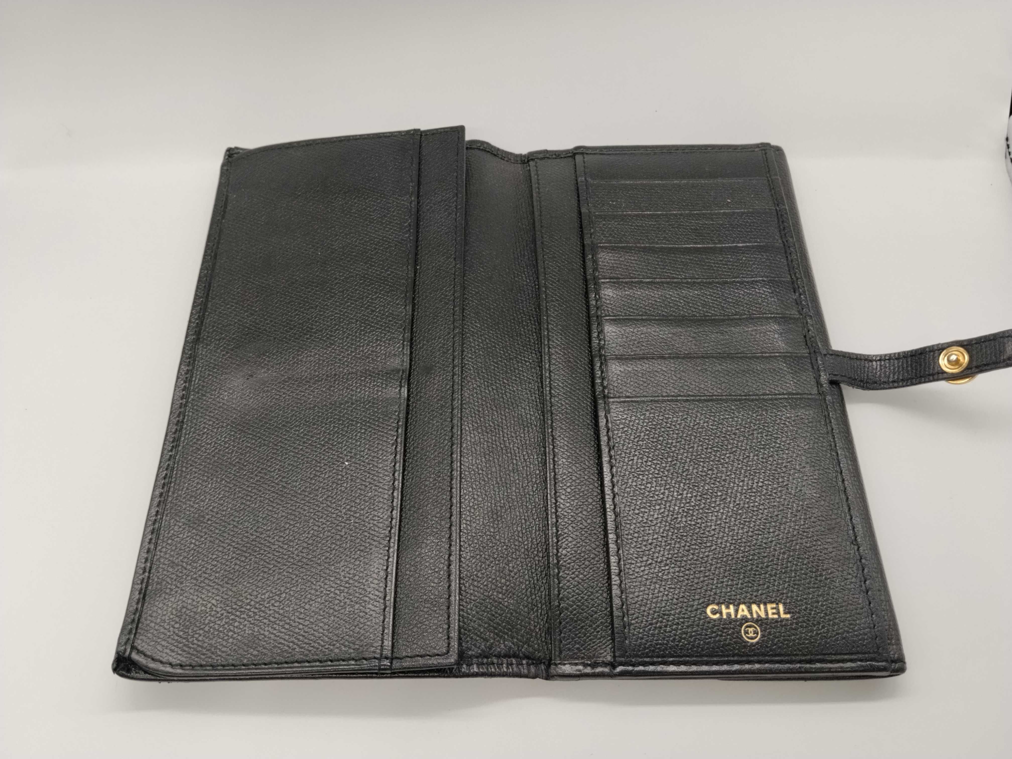 Coco Button Double Snap Long Wallet, Black — view 8