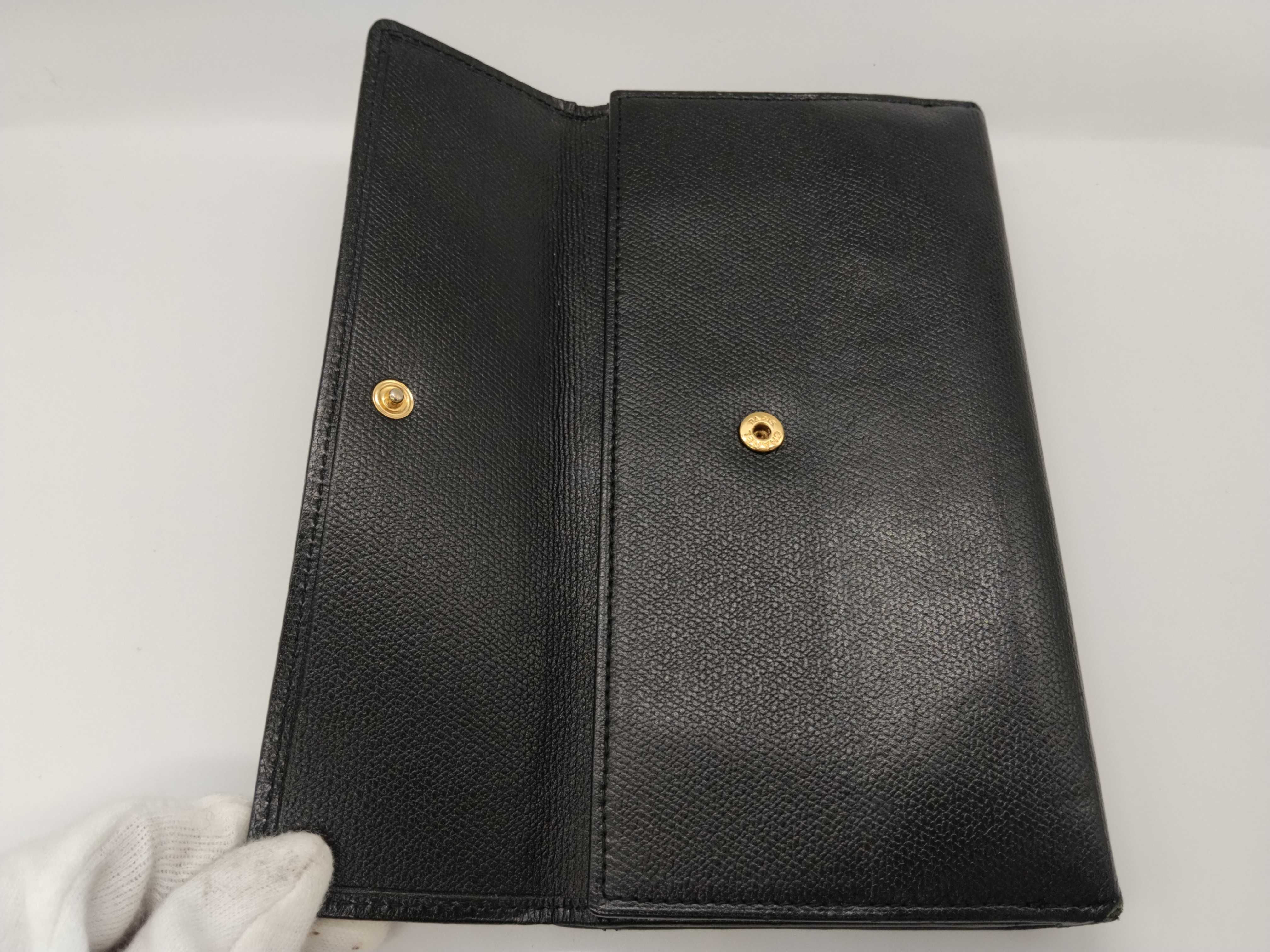 Coco Button Double Snap Long Wallet, Black — view 9