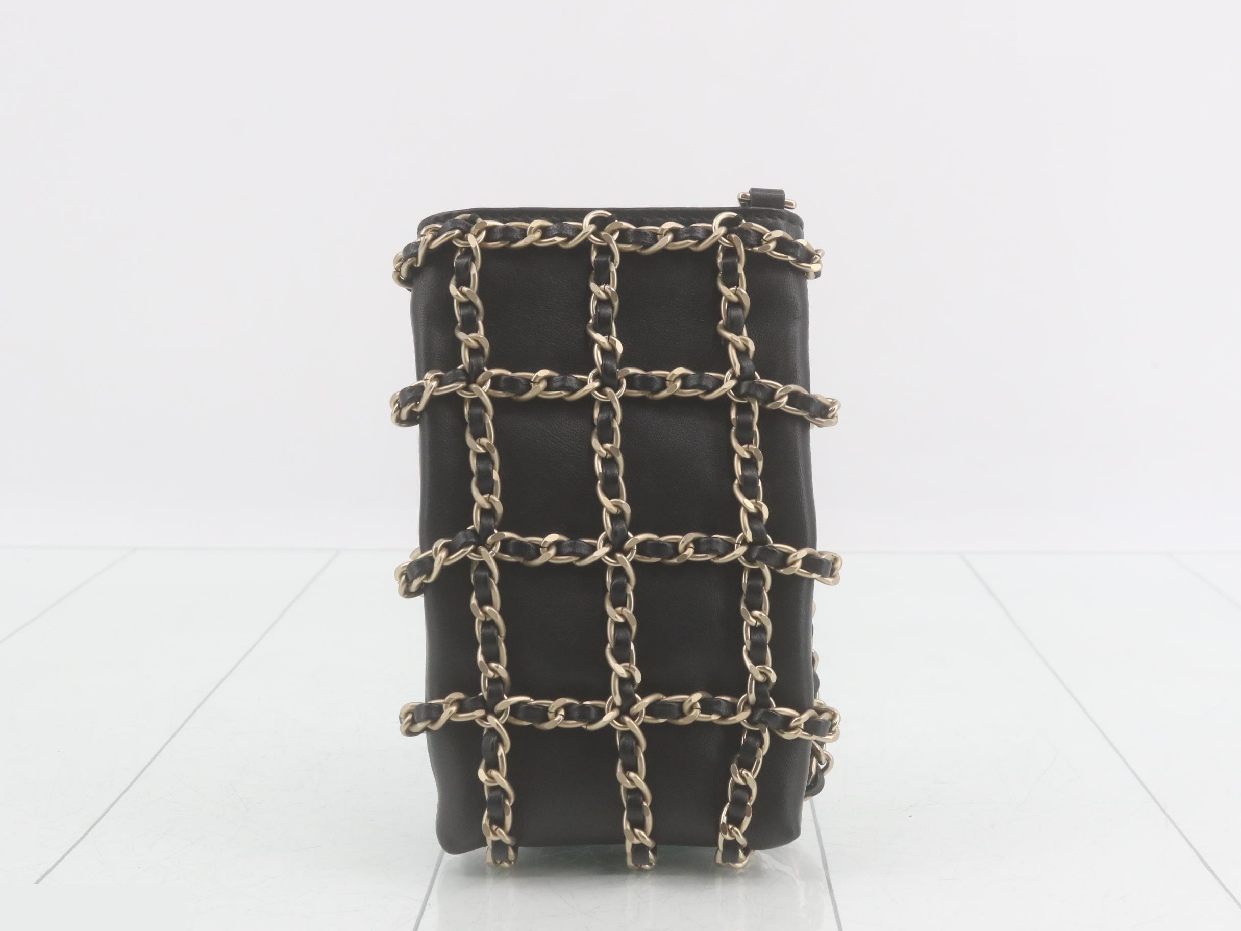 Leather Chain Phone Case, Black — view 2