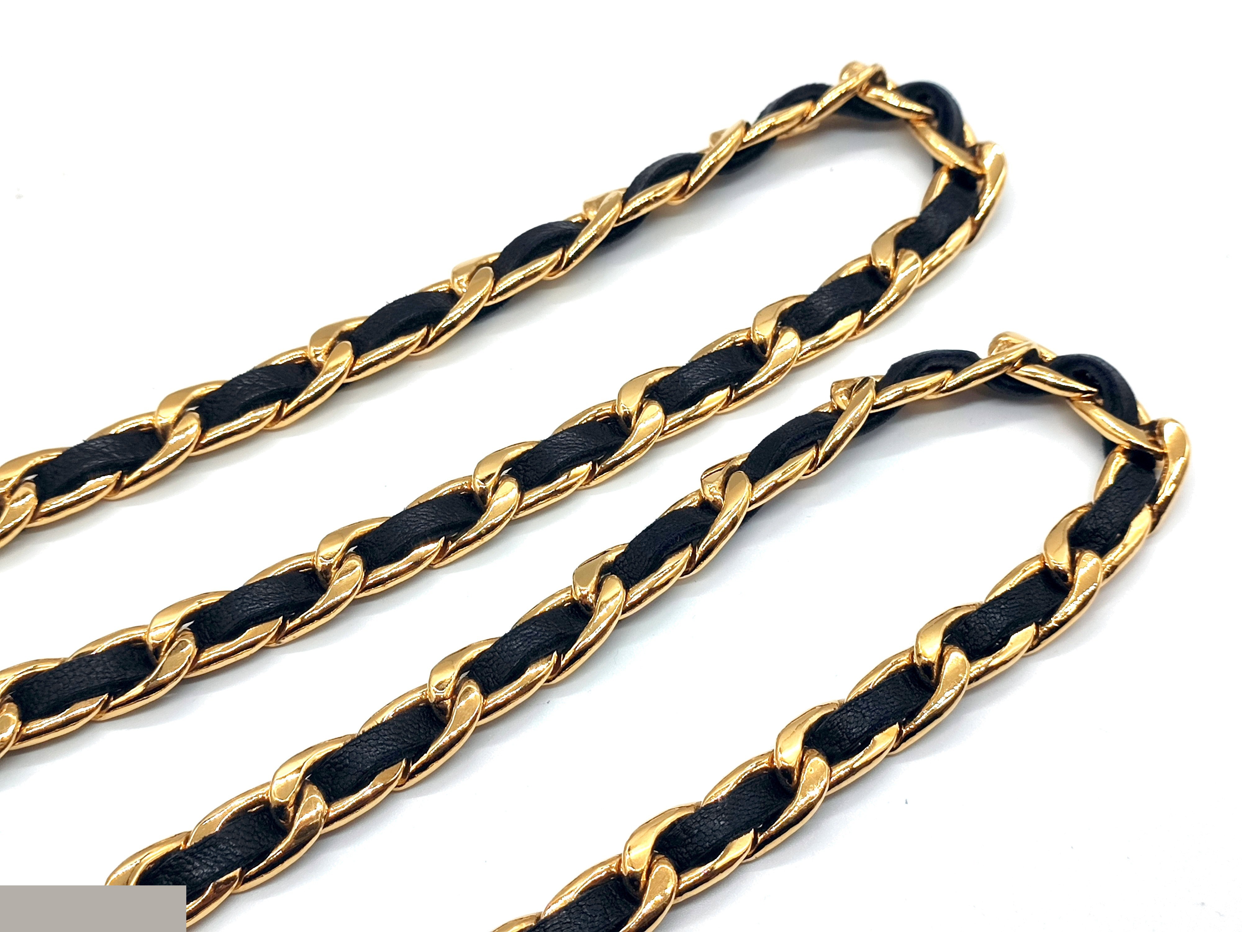 Coco Mark Leather Chain Belt, Total Length Approx. 90cm — view 5