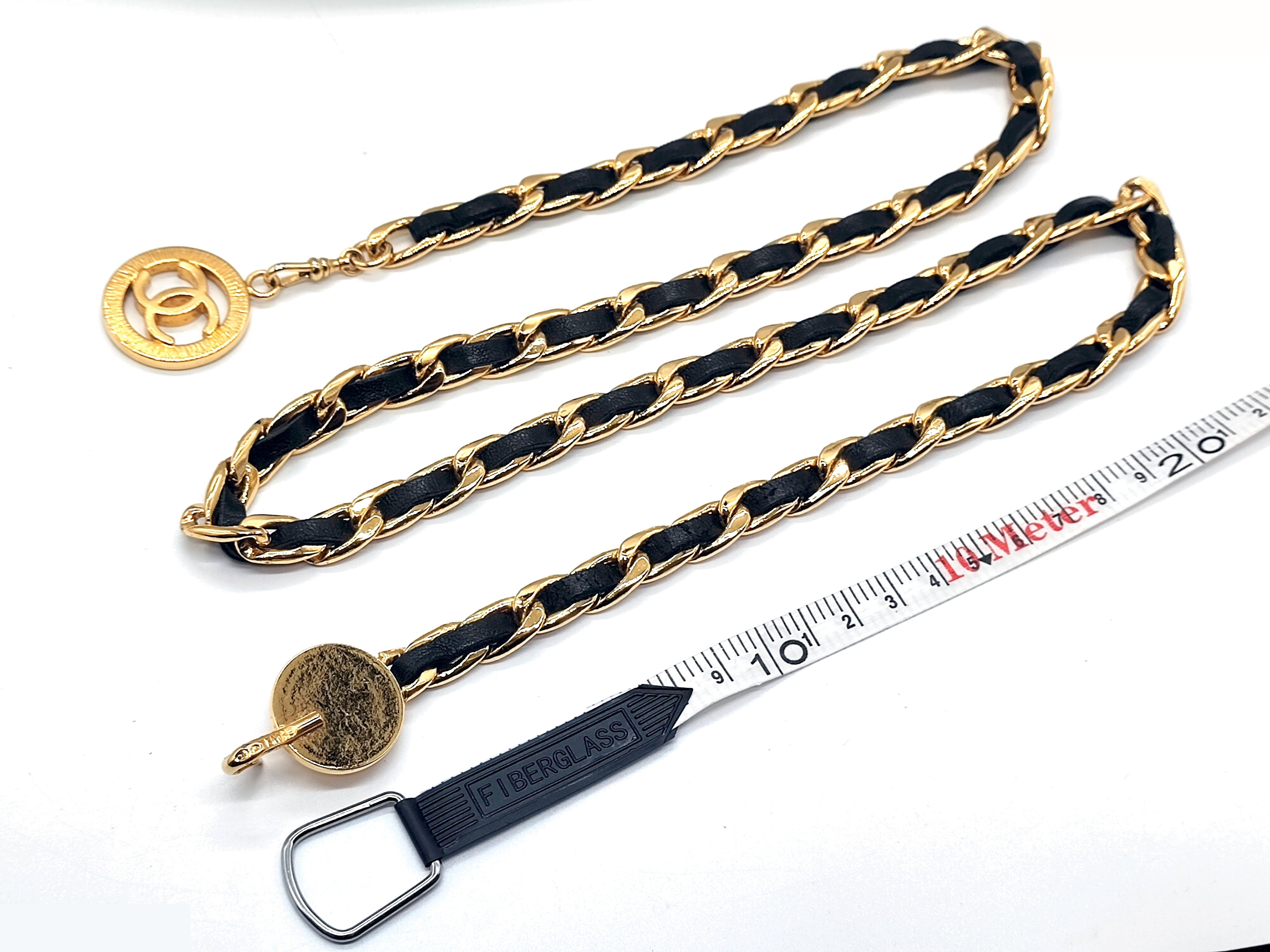 Coco Mark Leather Chain Belt, Total Length Approx. 90cm — view 7