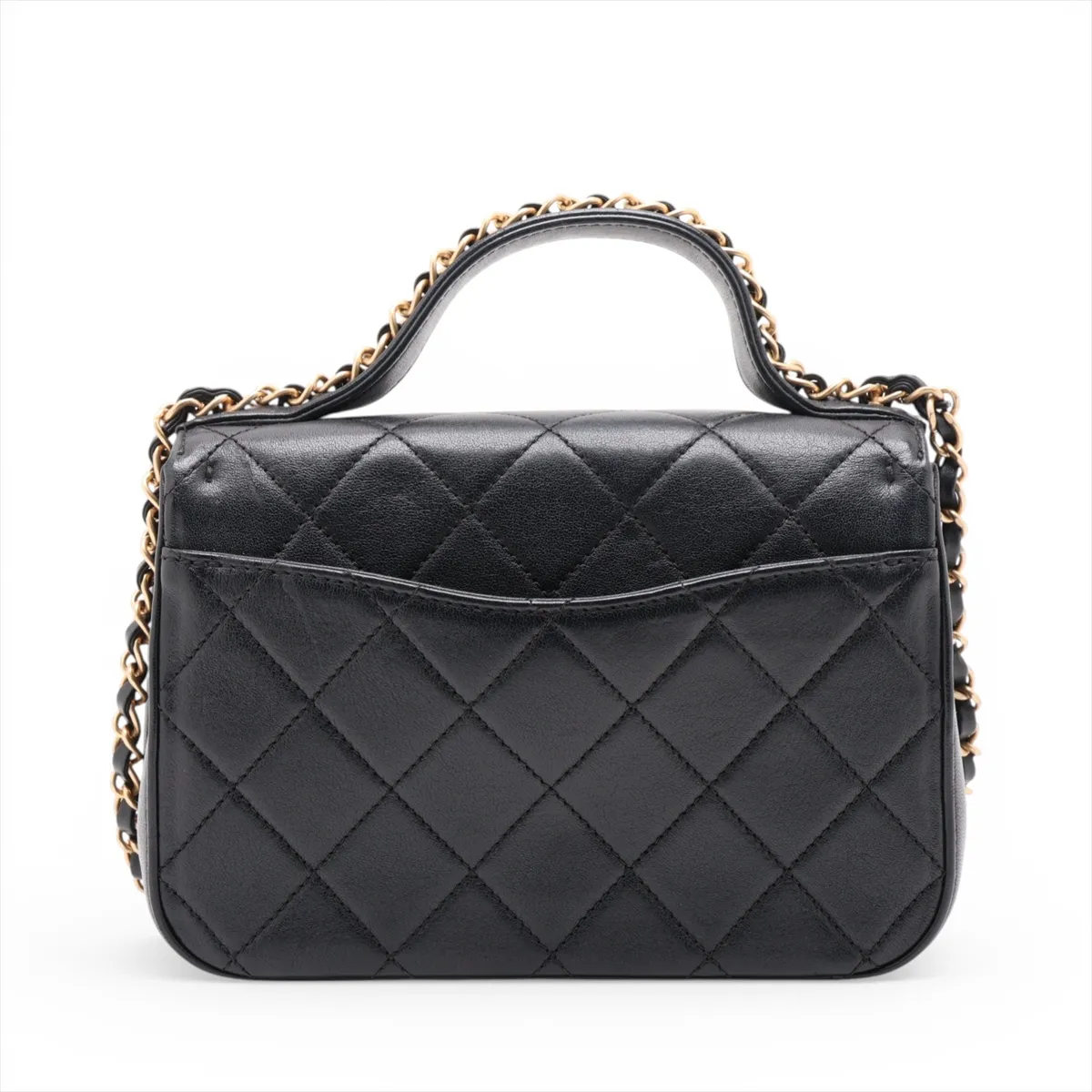 Matelassé Lambskin 2-Way Shoulder Bag, Black with Gold Hardware, 28533502 (Serial Number 28) — view 2