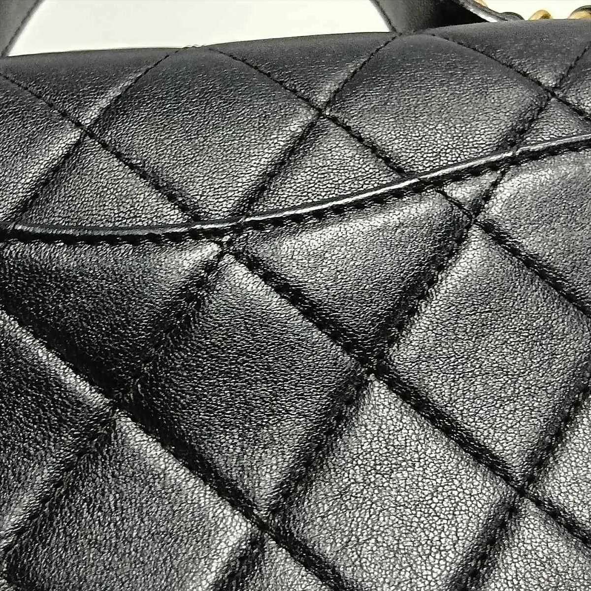 Matelassé Lambskin 2-Way Shoulder Bag, Black with Gold Hardware, 28533502 (Serial Number 28) — view 13