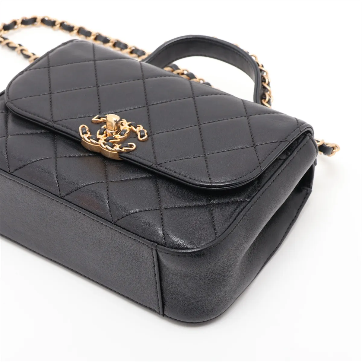 Matelassé Lambskin 2-Way Shoulder Bag, Black with Gold Hardware, 28533502 (Serial Number 28) — view 3