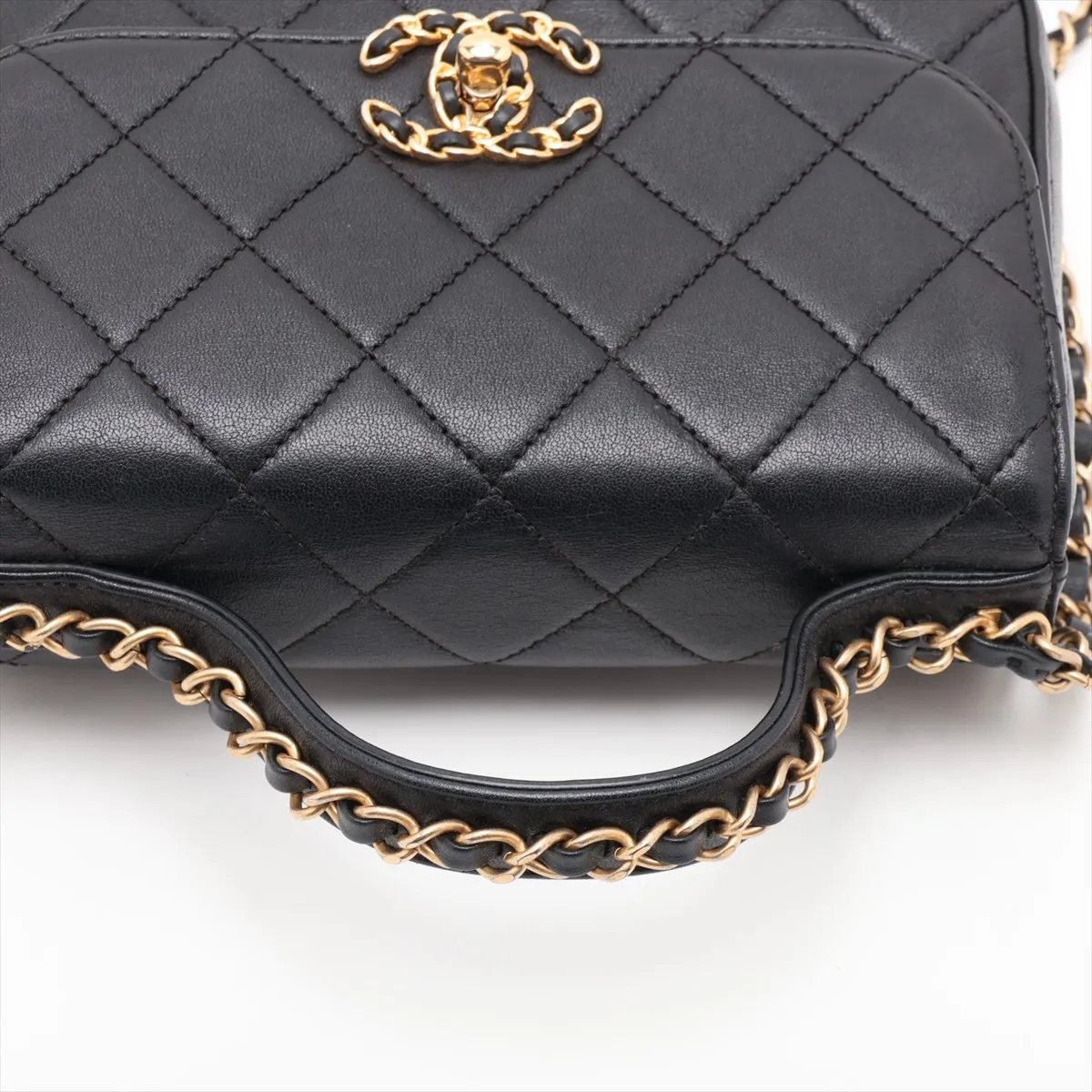 Matelassé Lambskin 2-Way Shoulder Bag, Black with Gold Hardware, 28533502 (Serial Number 28) — view 5