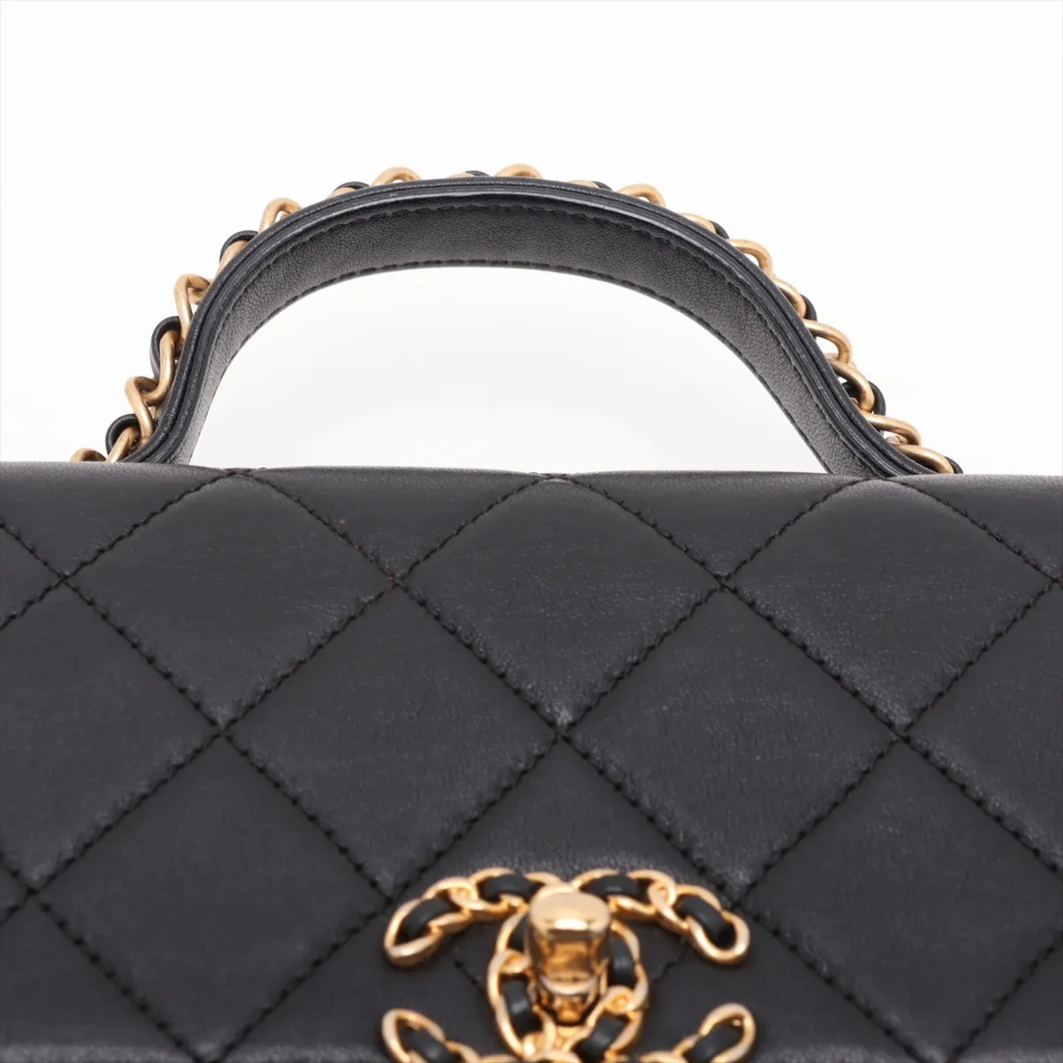 Matelassé Lambskin 2-Way Shoulder Bag, Black with Gold Hardware, 28533502 (Serial Number 28) — view 6