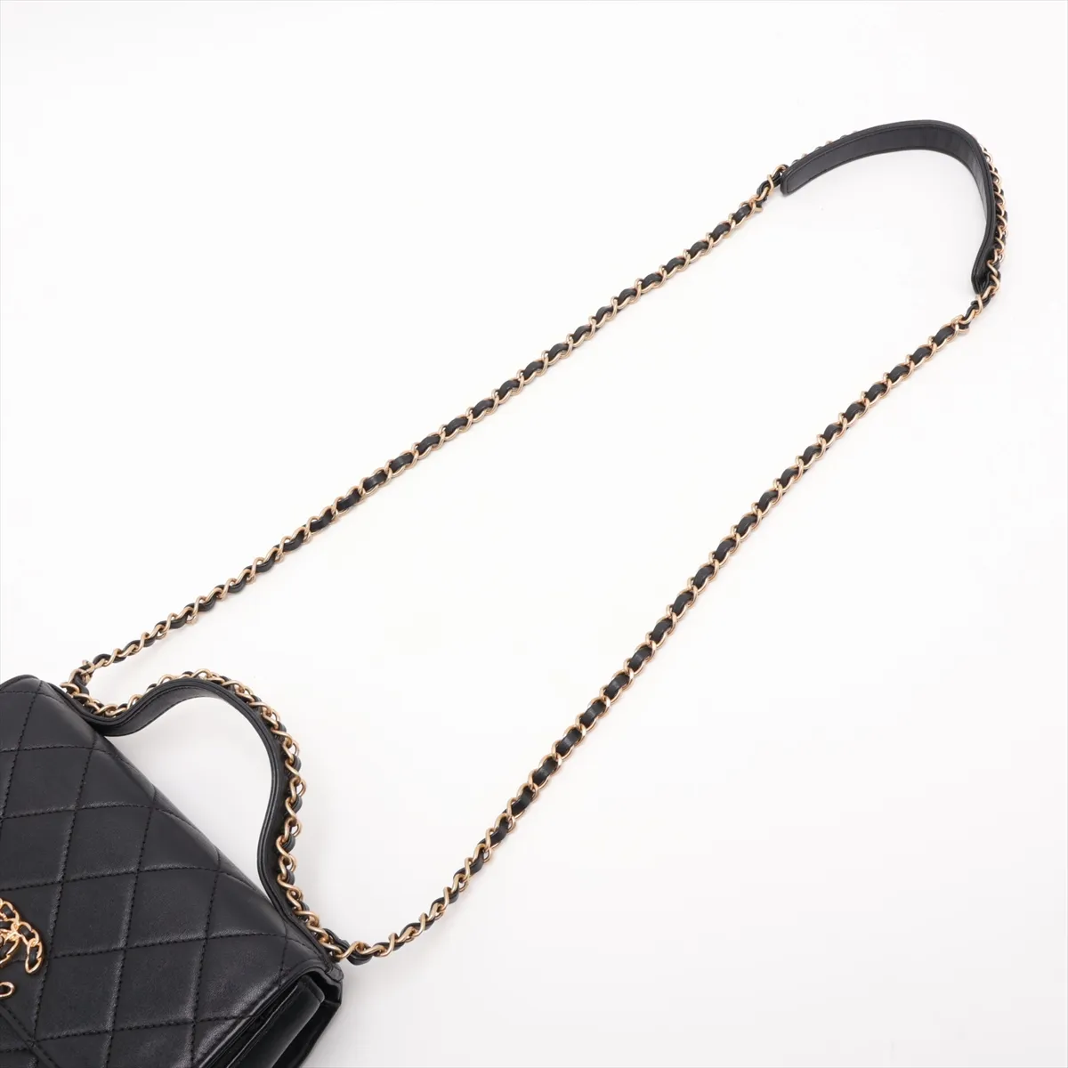 Matelassé Lambskin 2-Way Shoulder Bag, Black with Gold Hardware, 28533502 (Serial Number 28) — view 7