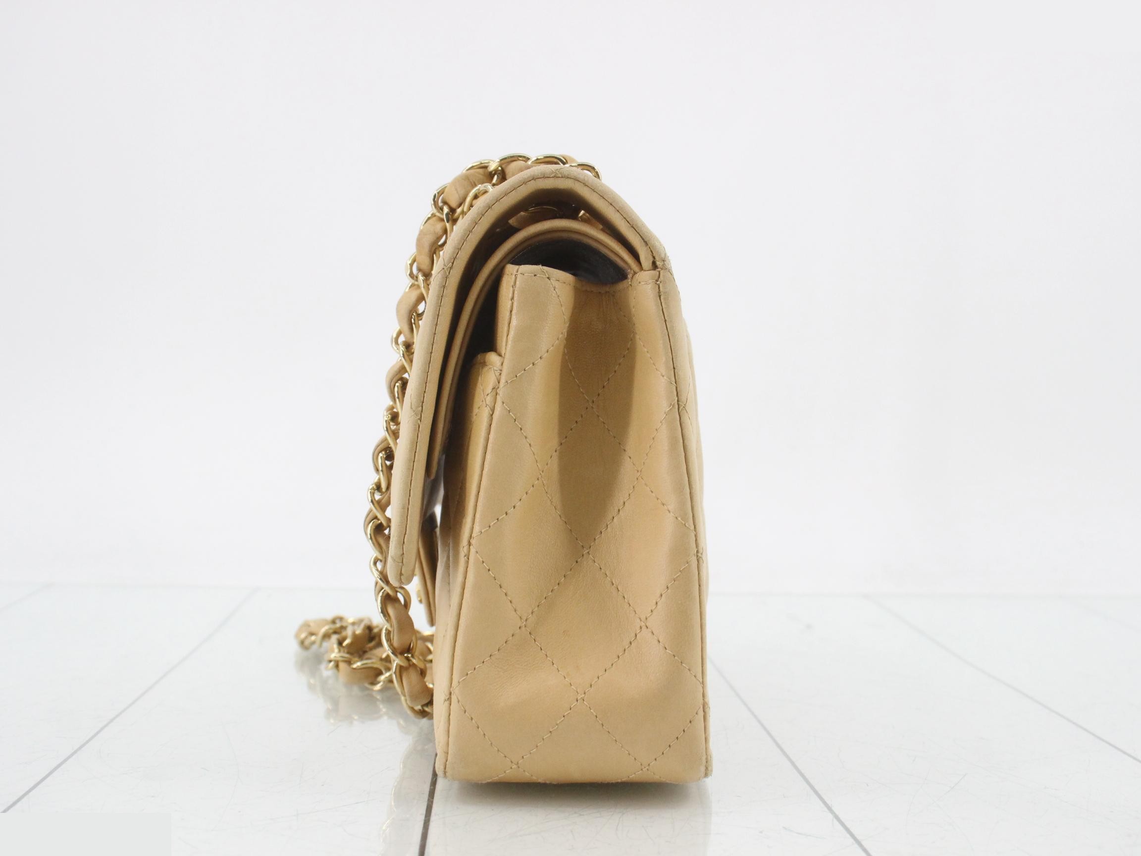 Matelassé 25 Double Flap Lambskin Chain Shoulder Bag, Beige, Series 8 — view 3