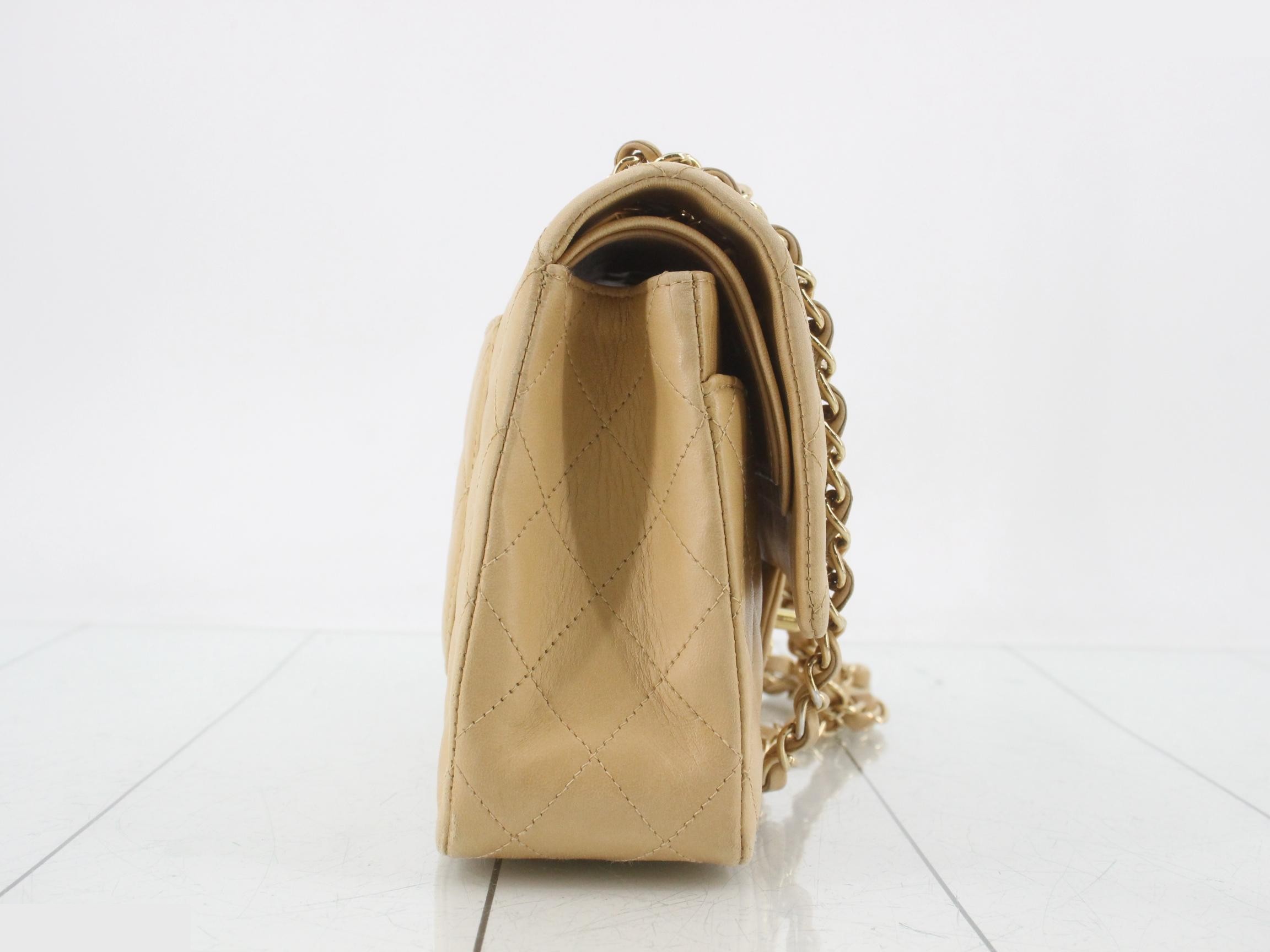 Matelassé 25 Double Flap Lambskin Chain Shoulder Bag, Beige, Series 8 — view 4