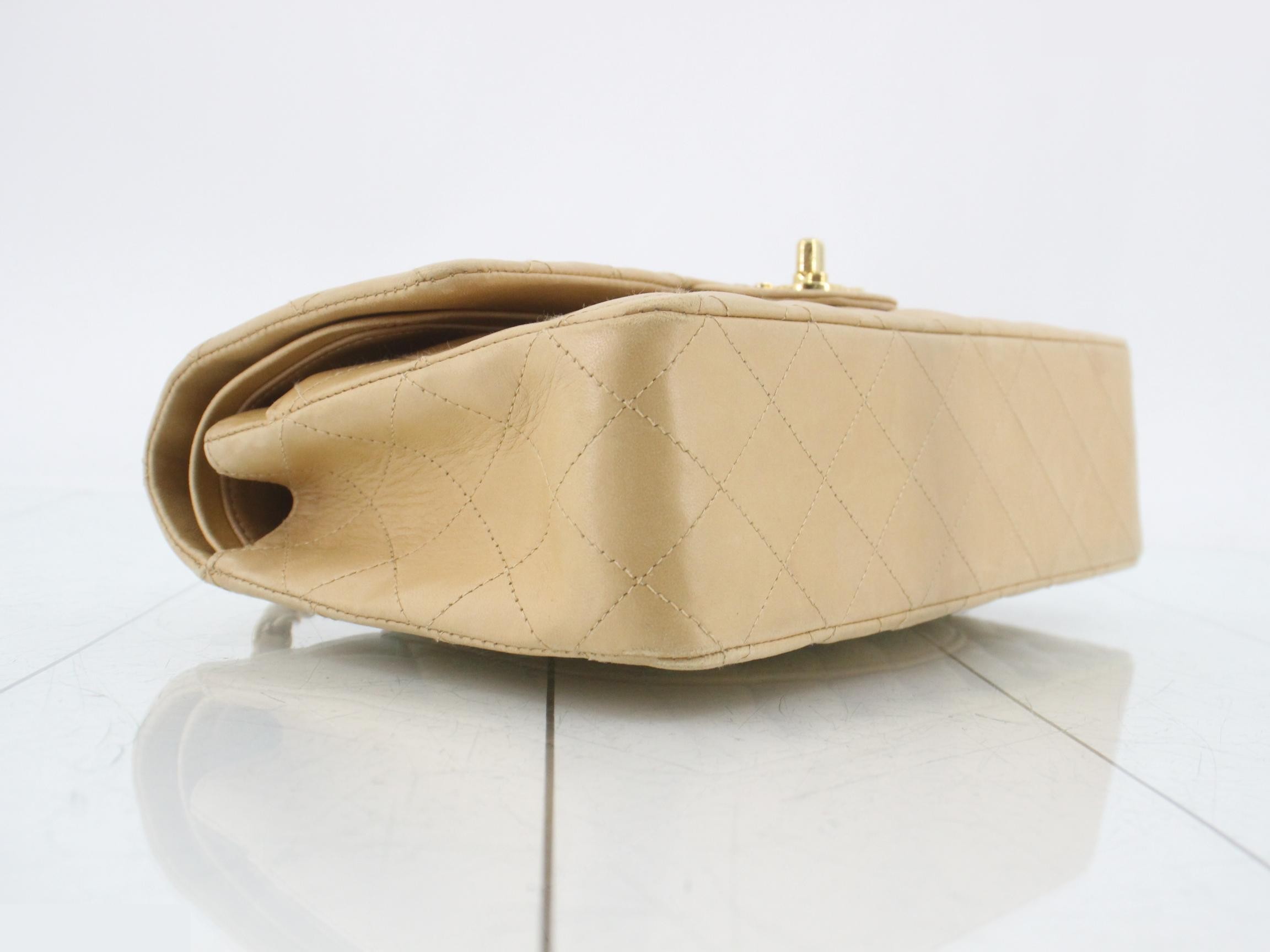 Matelassé 25 Double Flap Lambskin Chain Shoulder Bag, Beige, Series 8 — view 5