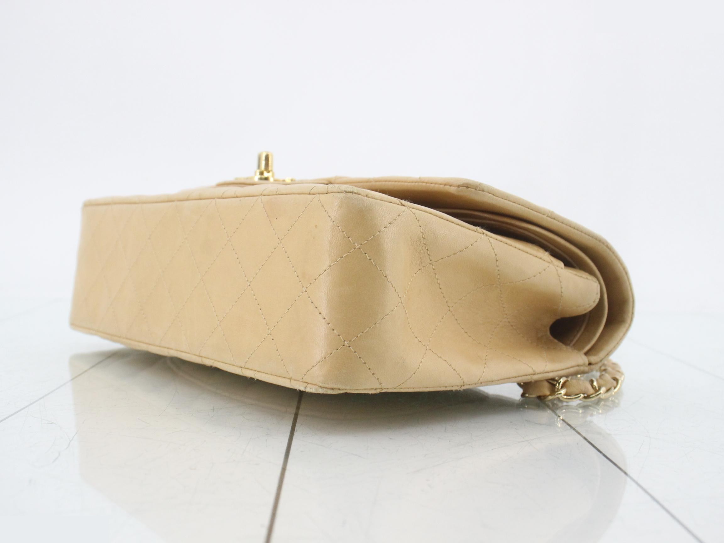 Matelassé 25 Double Flap Lambskin Chain Shoulder Bag, Beige, Series 8 — view 6