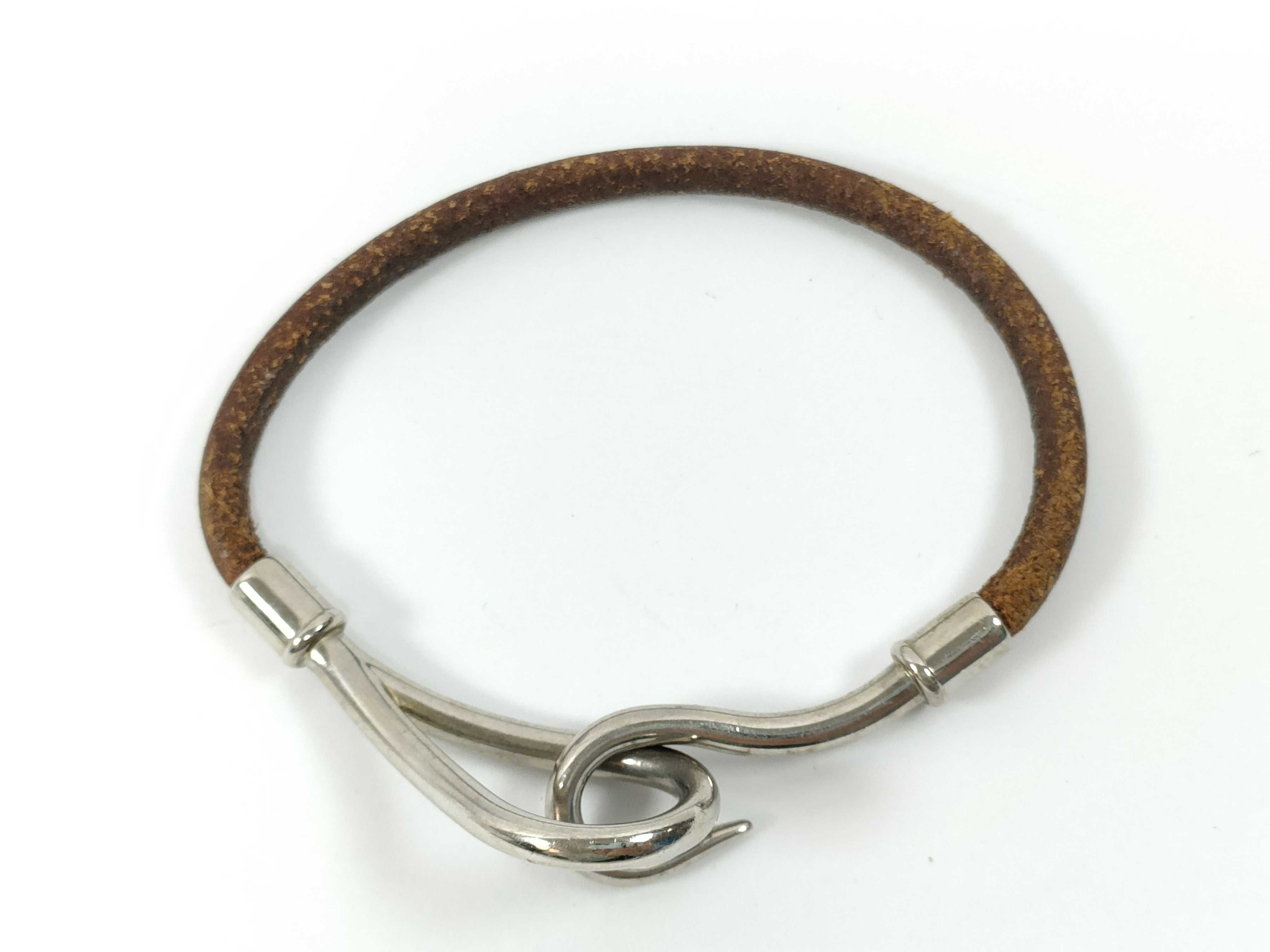 Jumbo Leather Brown Silver Hardware Bracelet Bracelet/Bangle