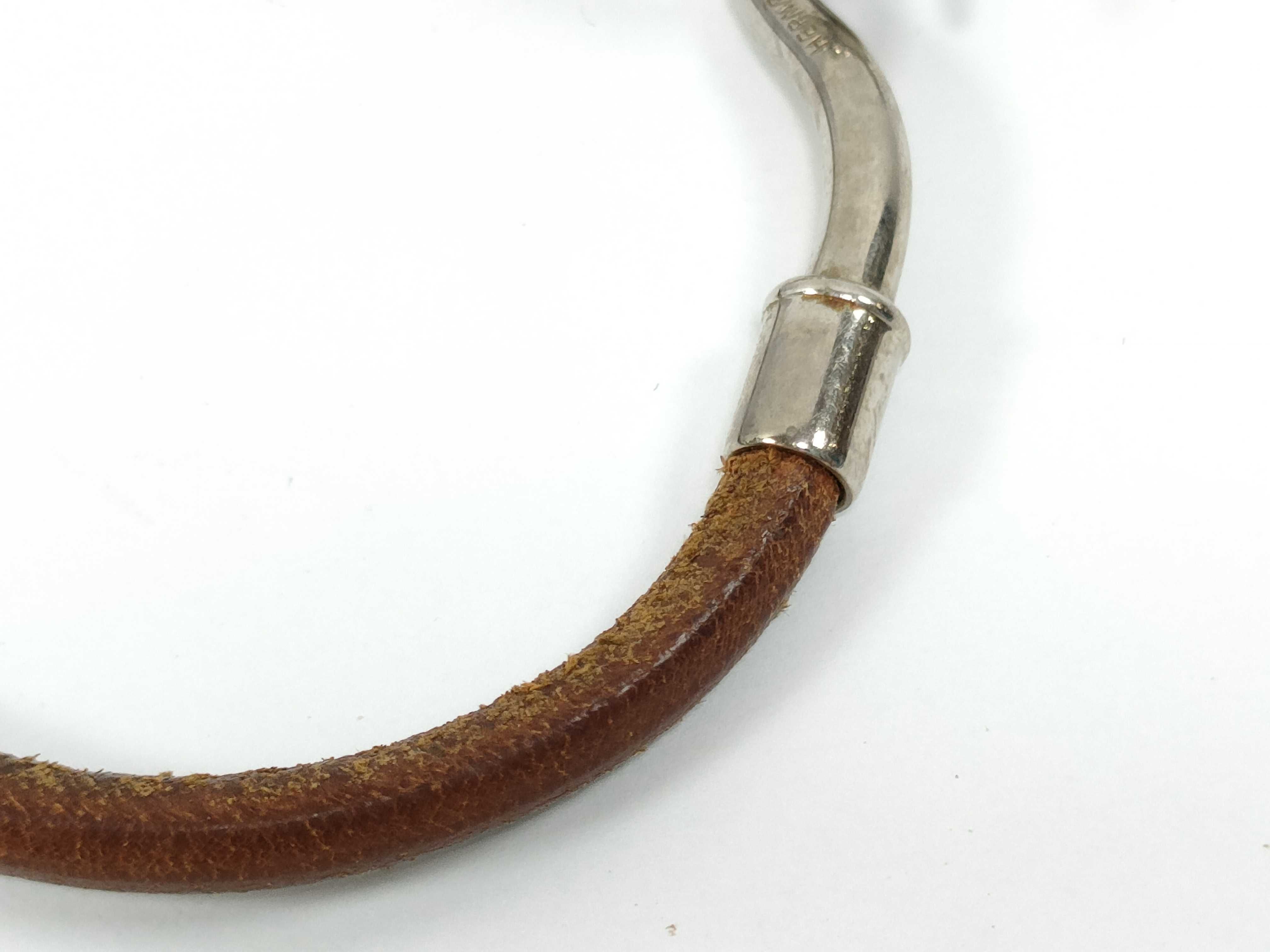 Jumbo Leather Brown Silver Hardware Bracelet Bracelet/Bangle — view 5