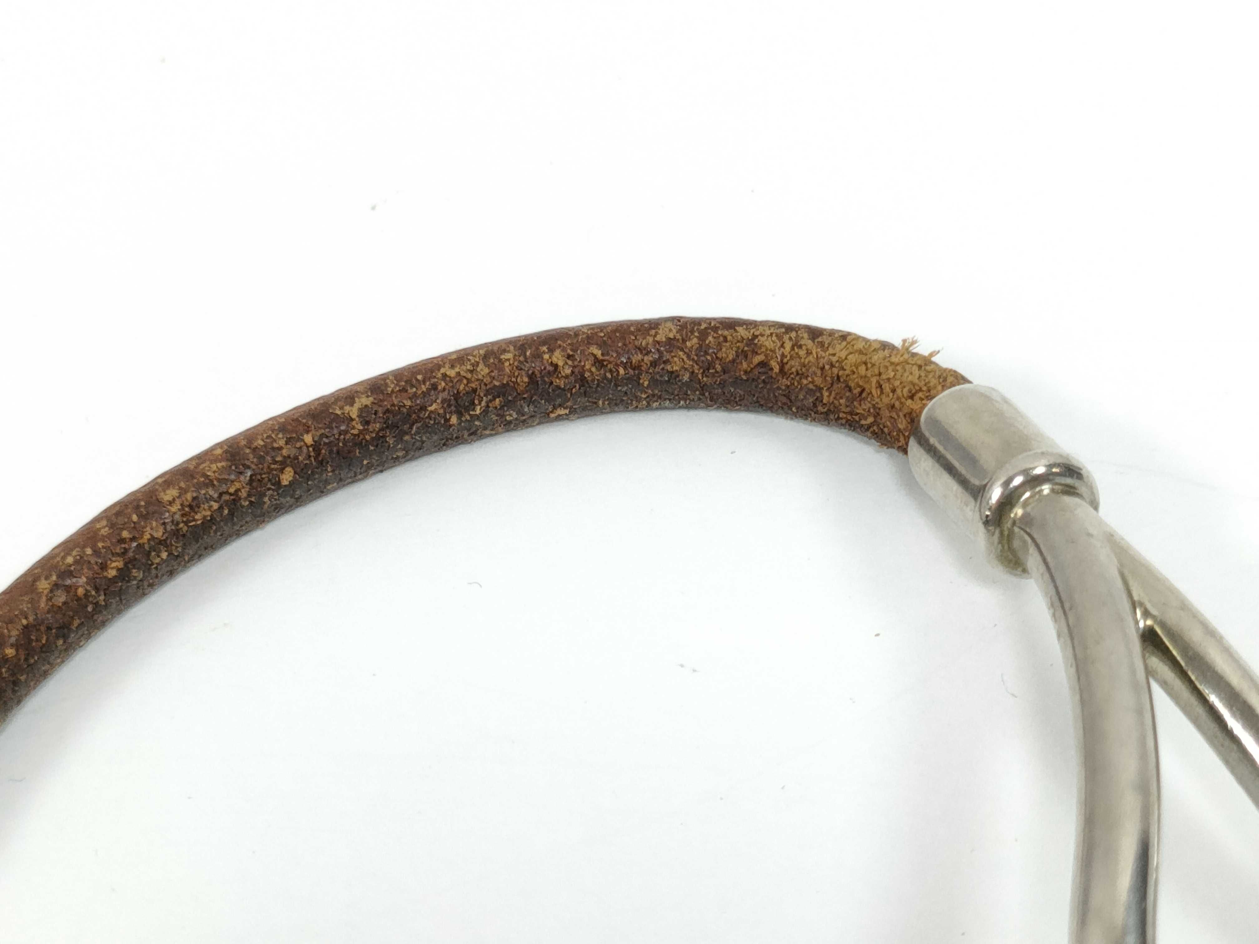 Jumbo Leather Brown Silver Hardware Bracelet Bracelet/Bangle — view 6