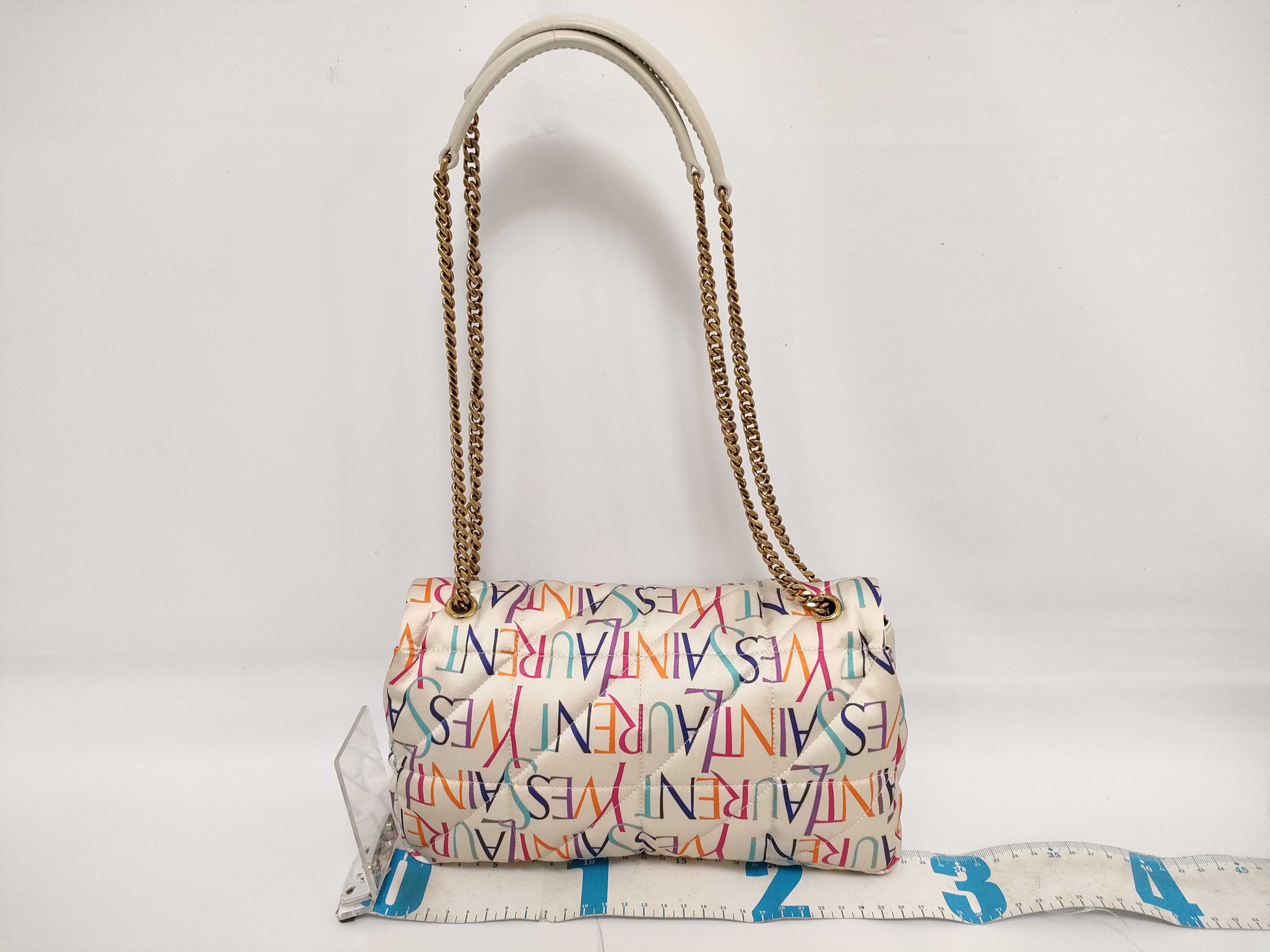 White x Multicolor Logo Print Calf Leather Shoulder Bag — view 2