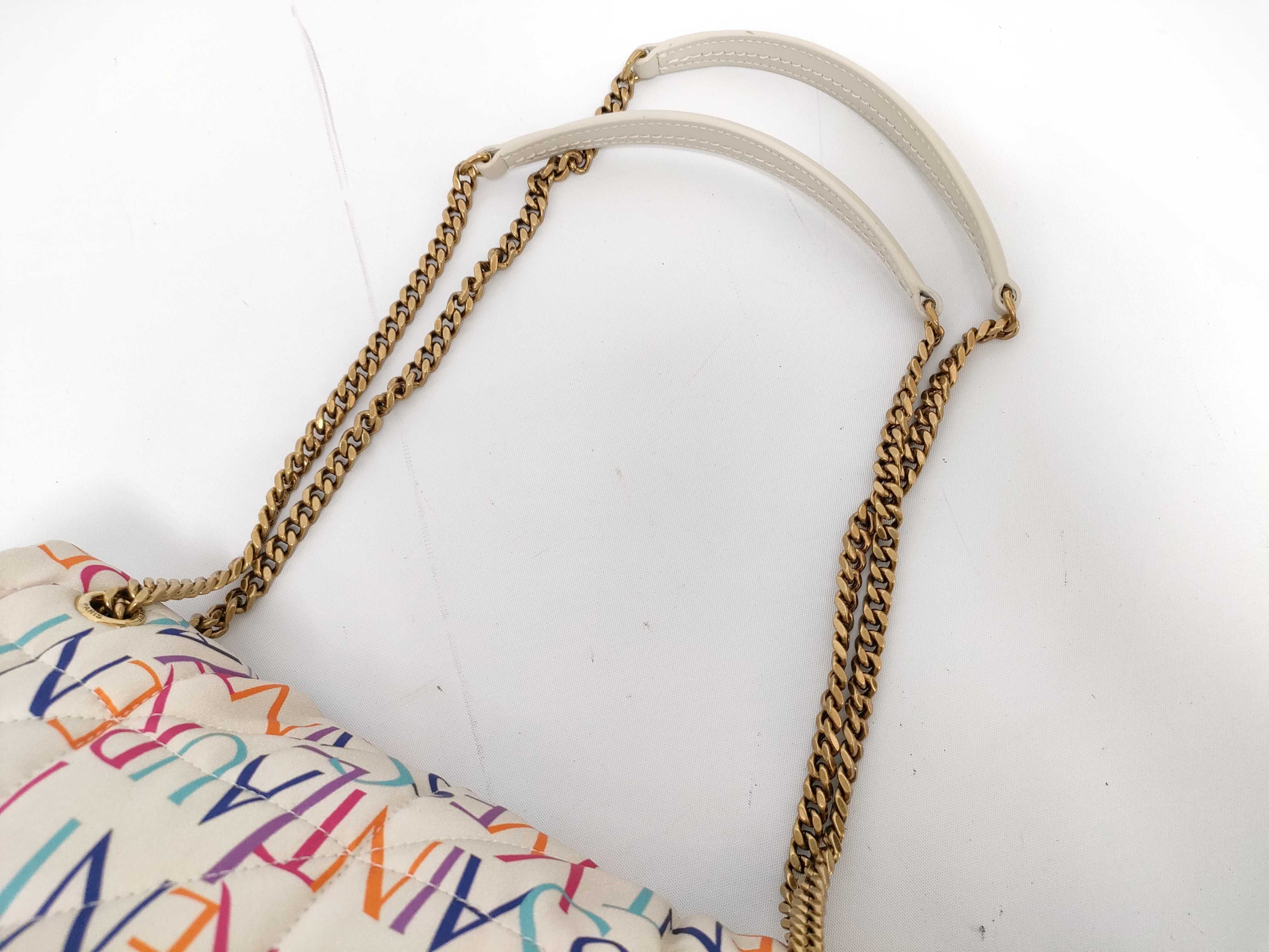 White x Multicolor Logo Print Calf Leather Shoulder Bag — view 3