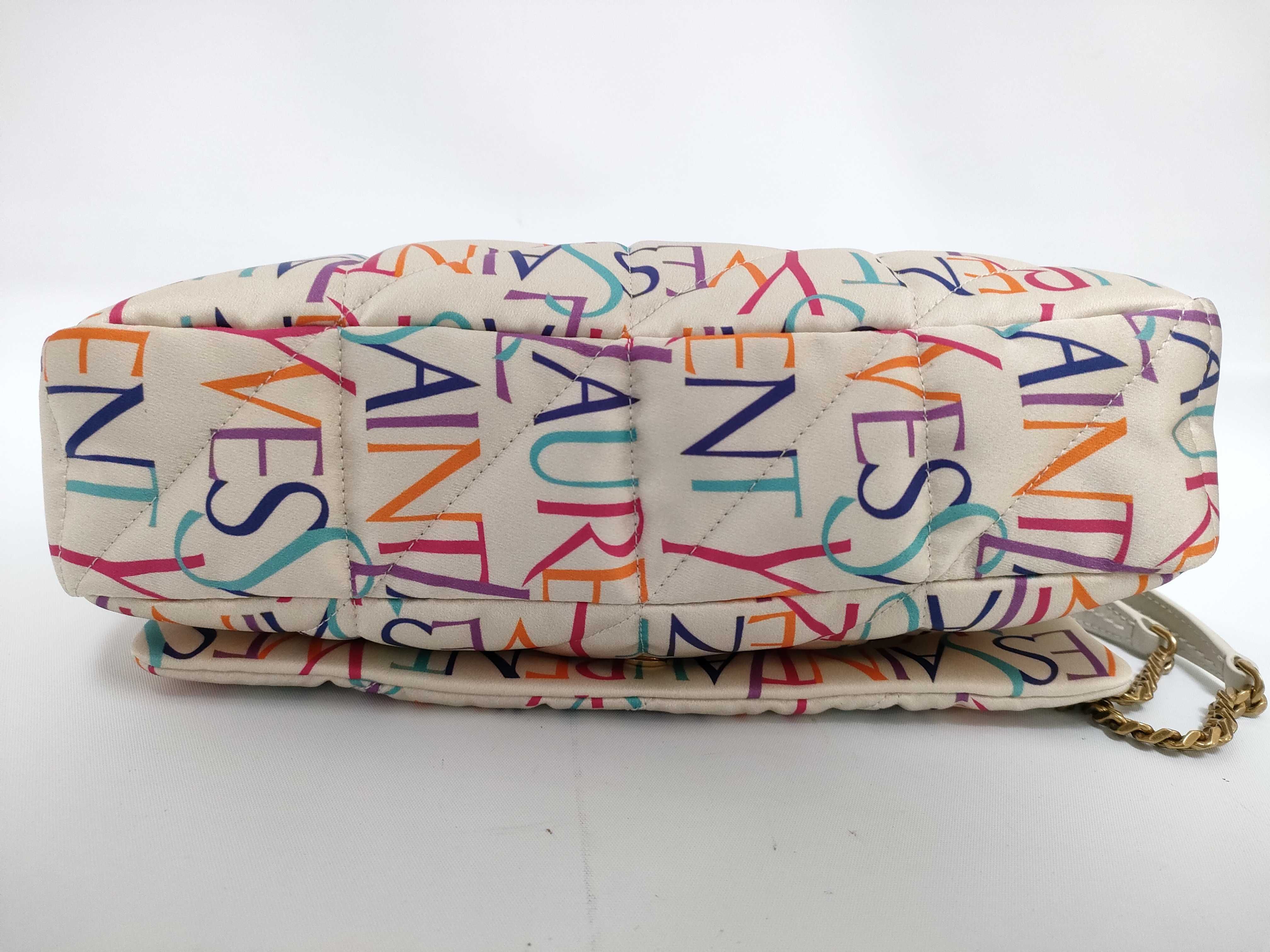 White x Multicolor Logo Print Calf Leather Shoulder Bag — view 4