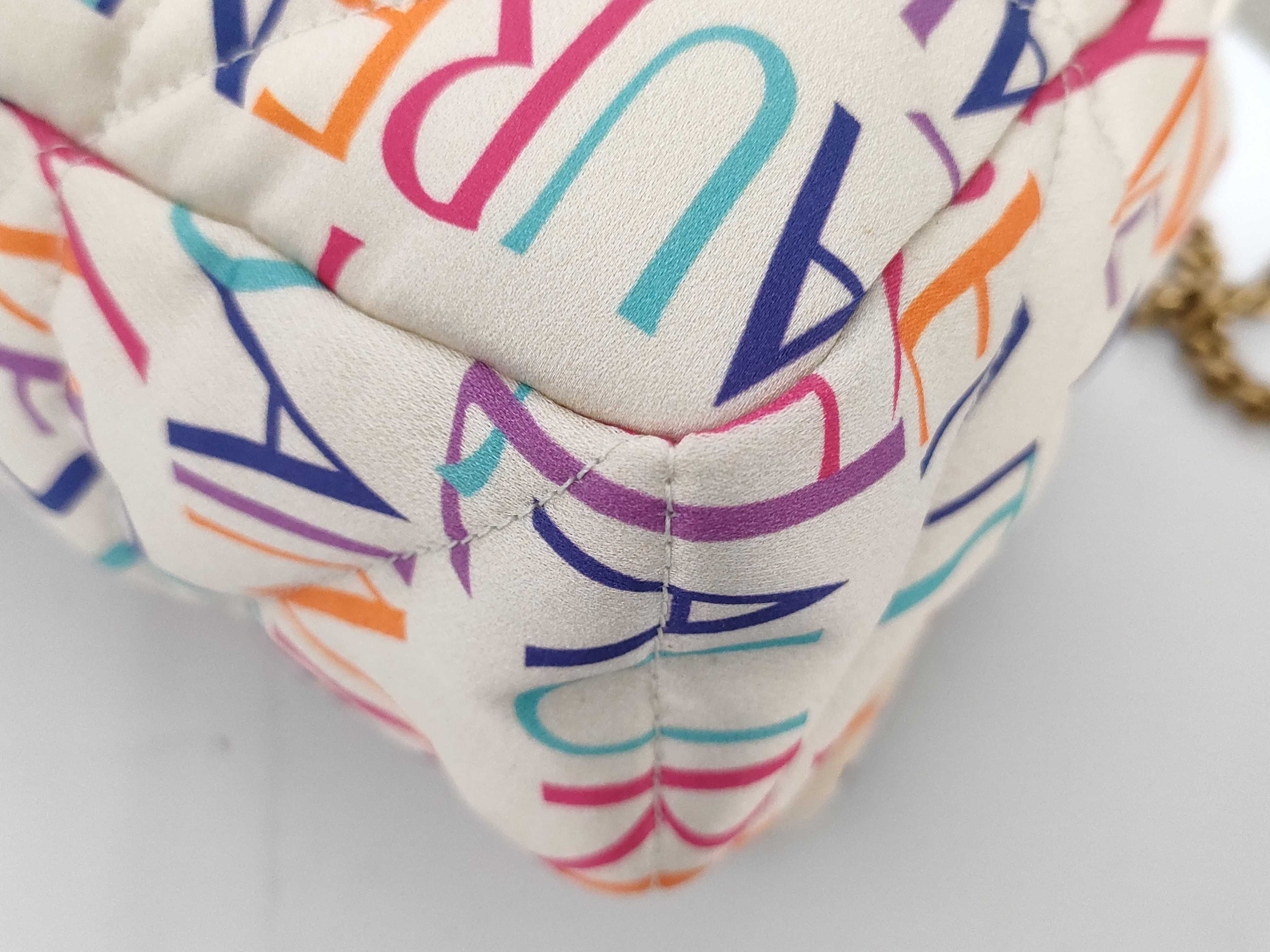 White x Multicolor Logo Print Calf Leather Shoulder Bag — view 5
