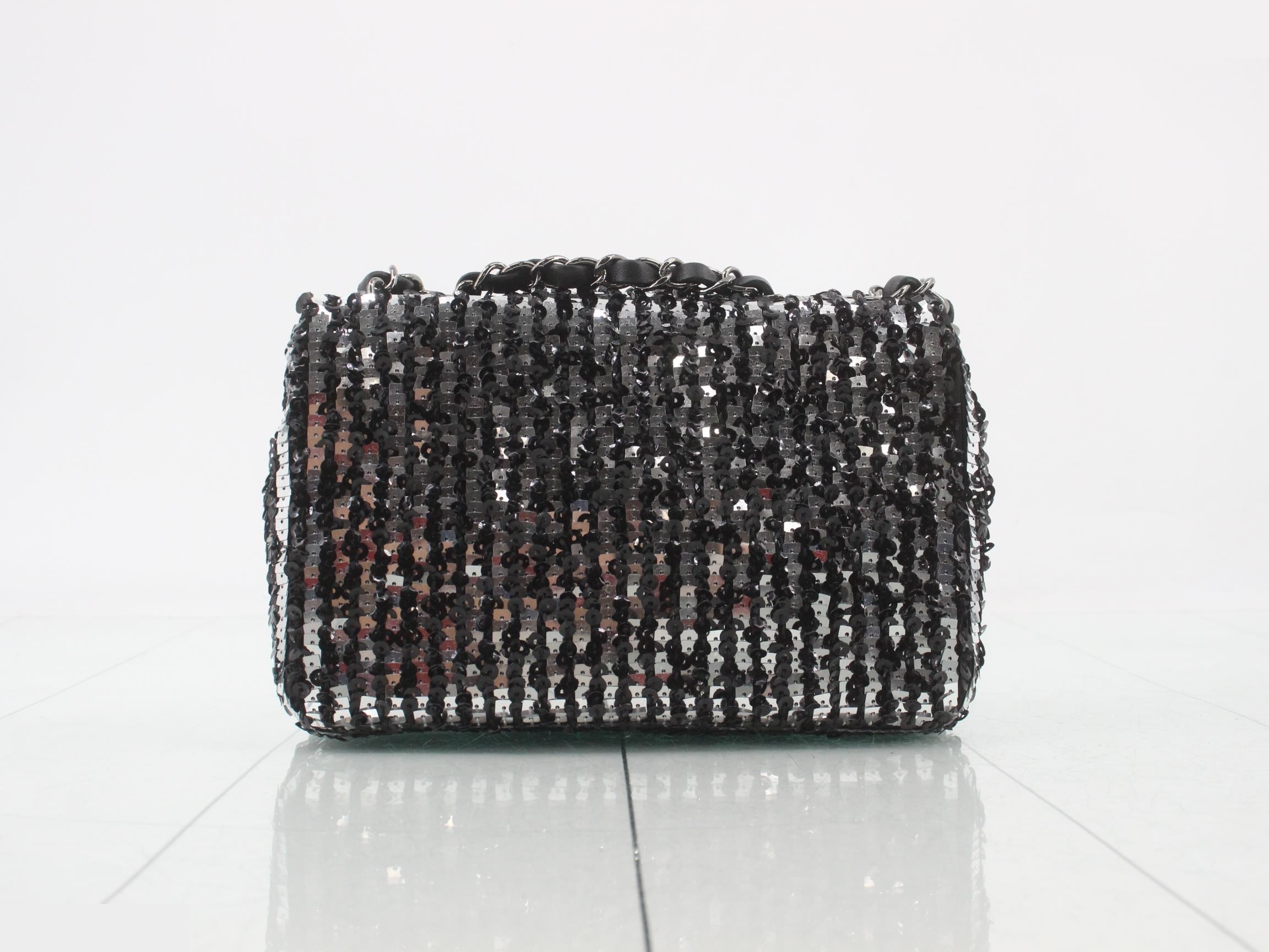 sequined mini matelassé chain shoulder bag — view 2