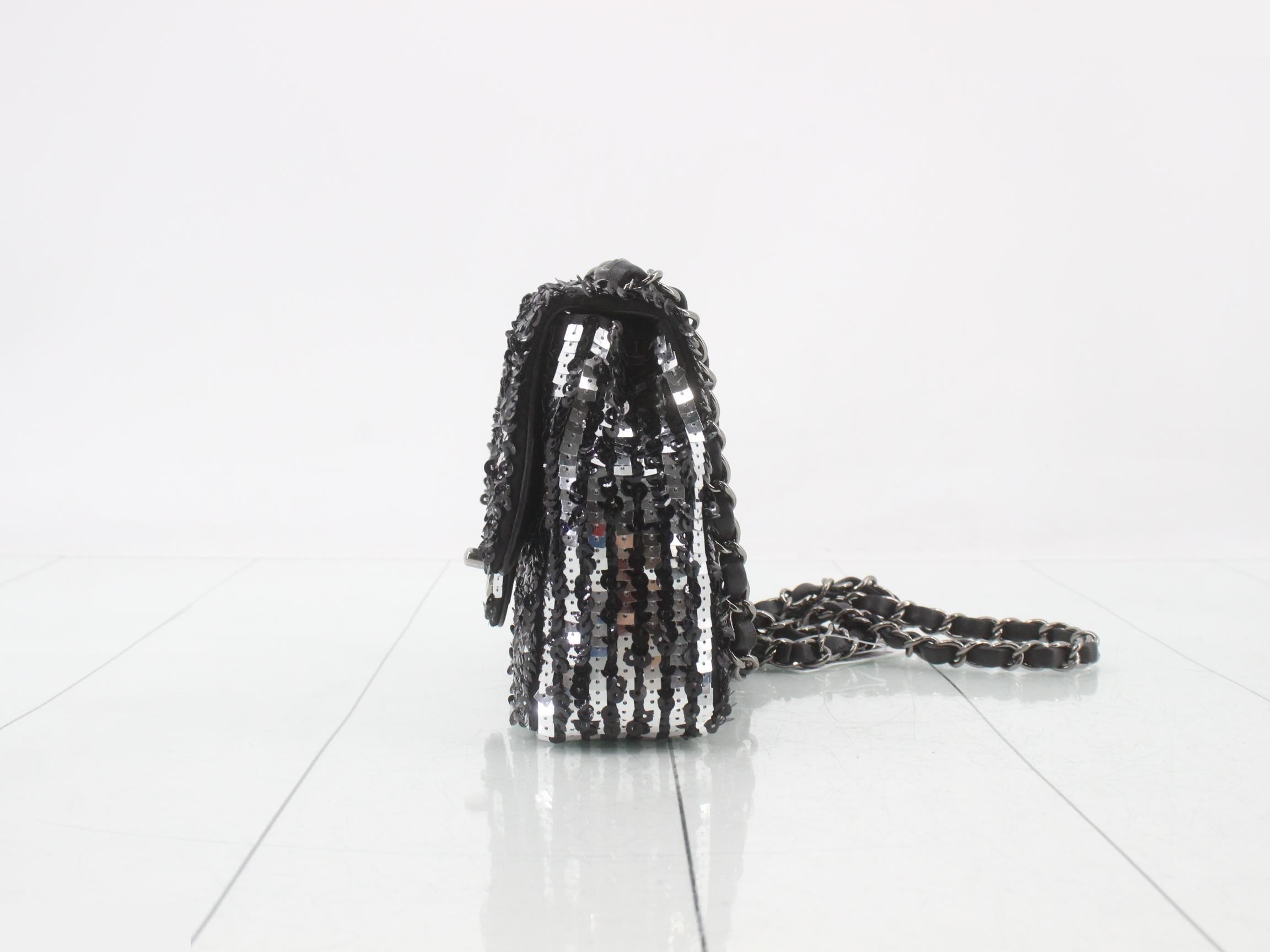 sequined mini matelassé chain shoulder bag — view 3