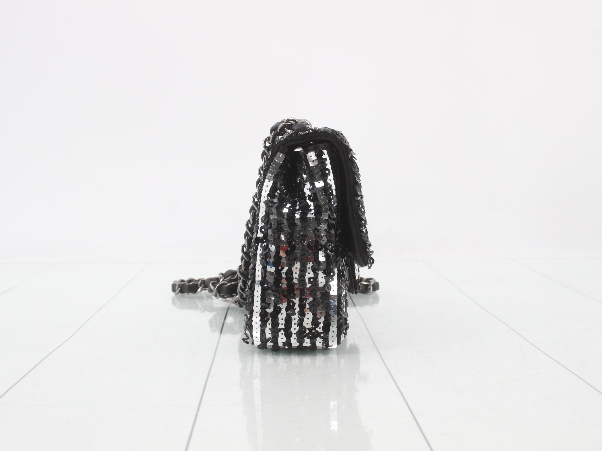 sequined mini matelassé chain shoulder bag — view 4
