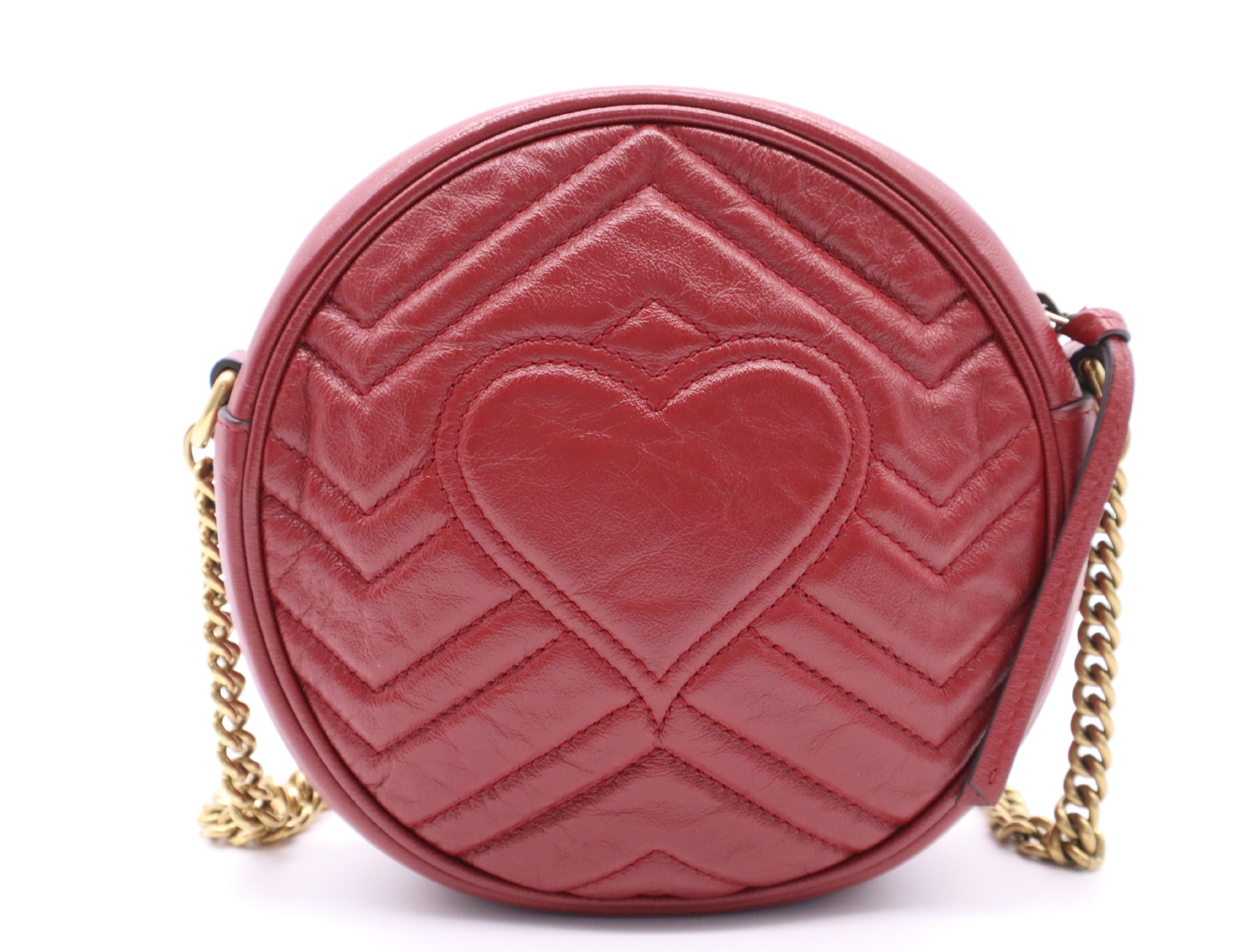 550154 Leather GG Marmont Chain Shoulder Bag, Red, Gold Hardware, with Dust Bag. — view 2