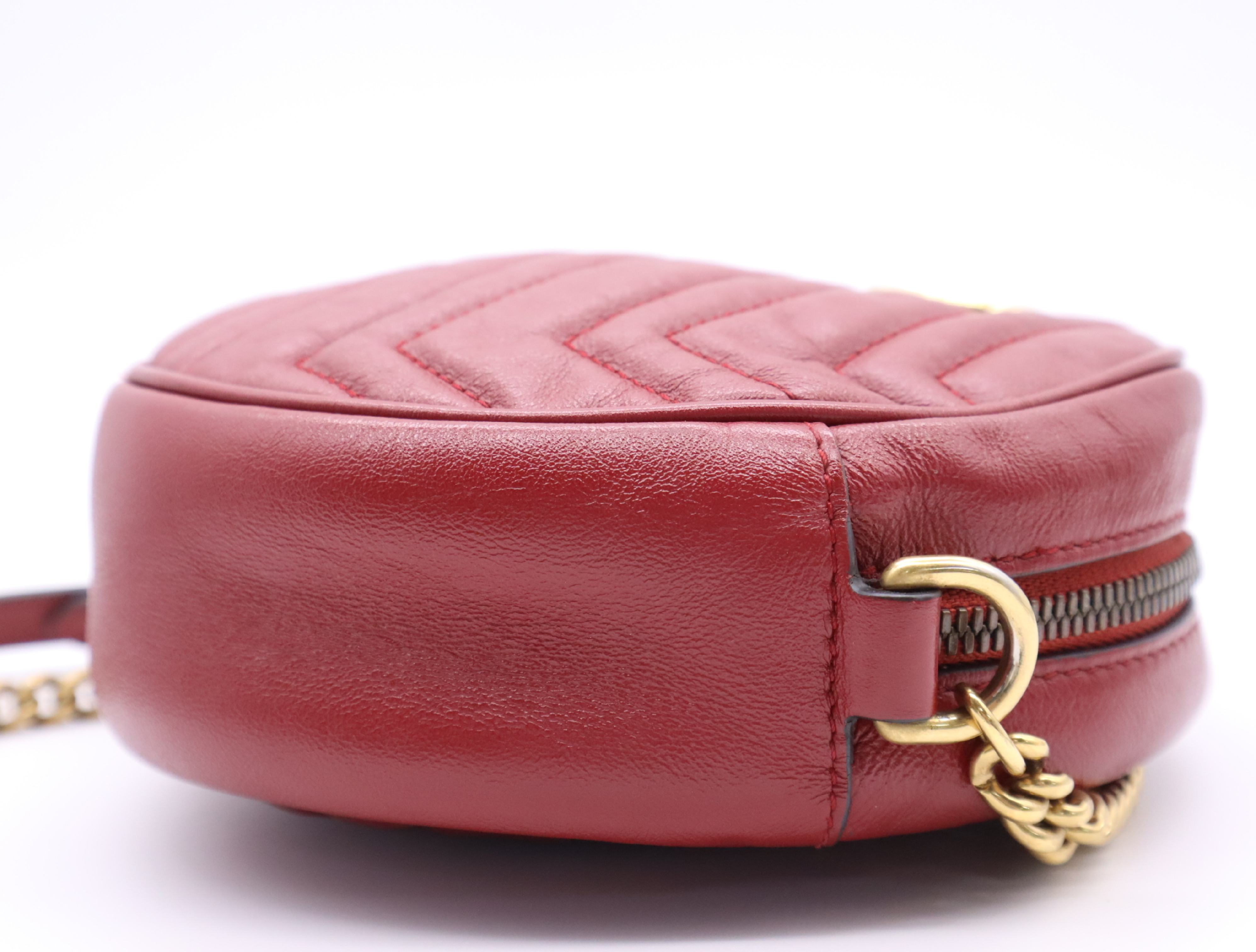 550154 Leather GG Marmont Chain Shoulder Bag, Red, Gold Hardware, with Dust Bag. — view 5