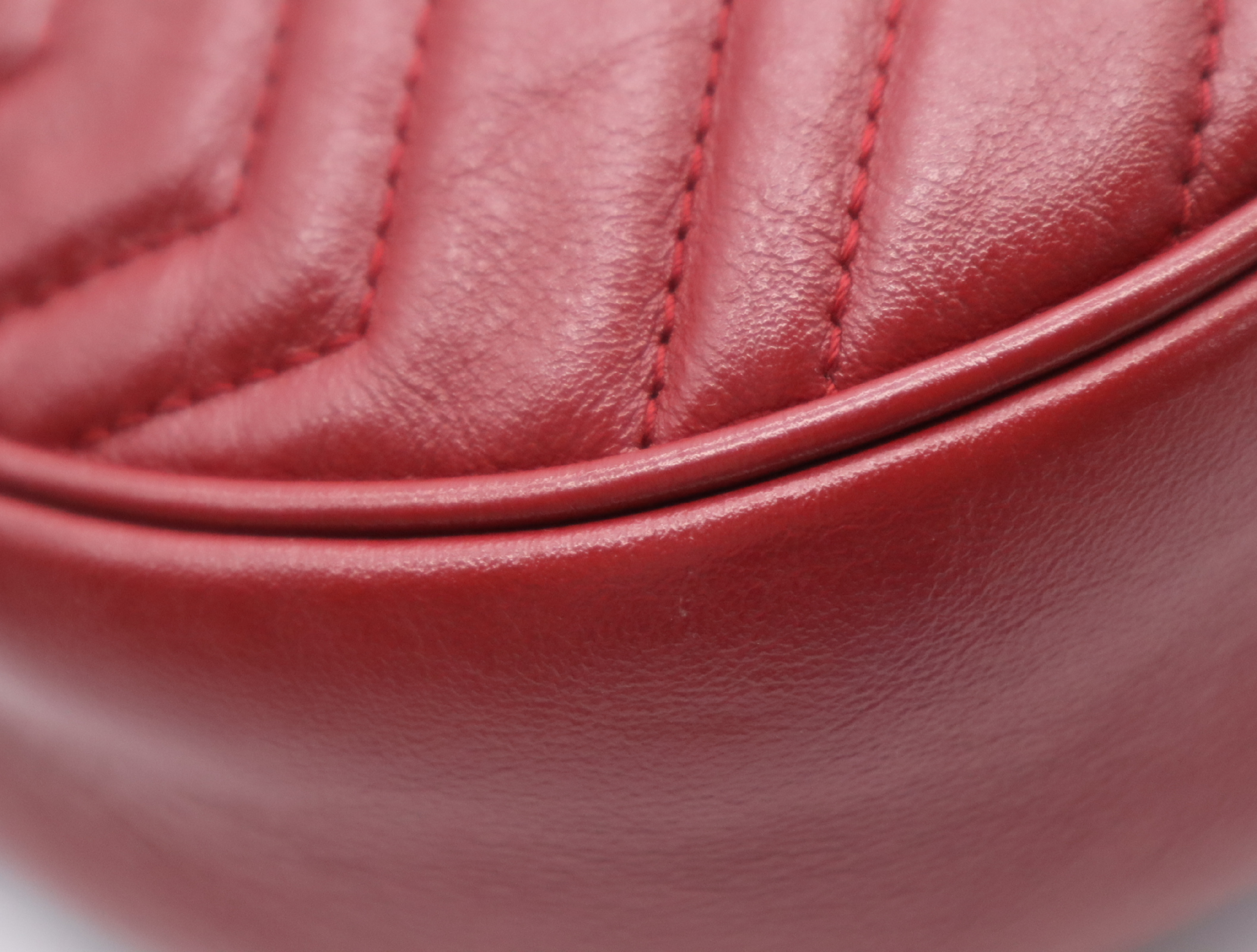 550154 Leather GG Marmont Chain Shoulder Bag, Red, Gold Hardware, with Dust Bag. — view 6