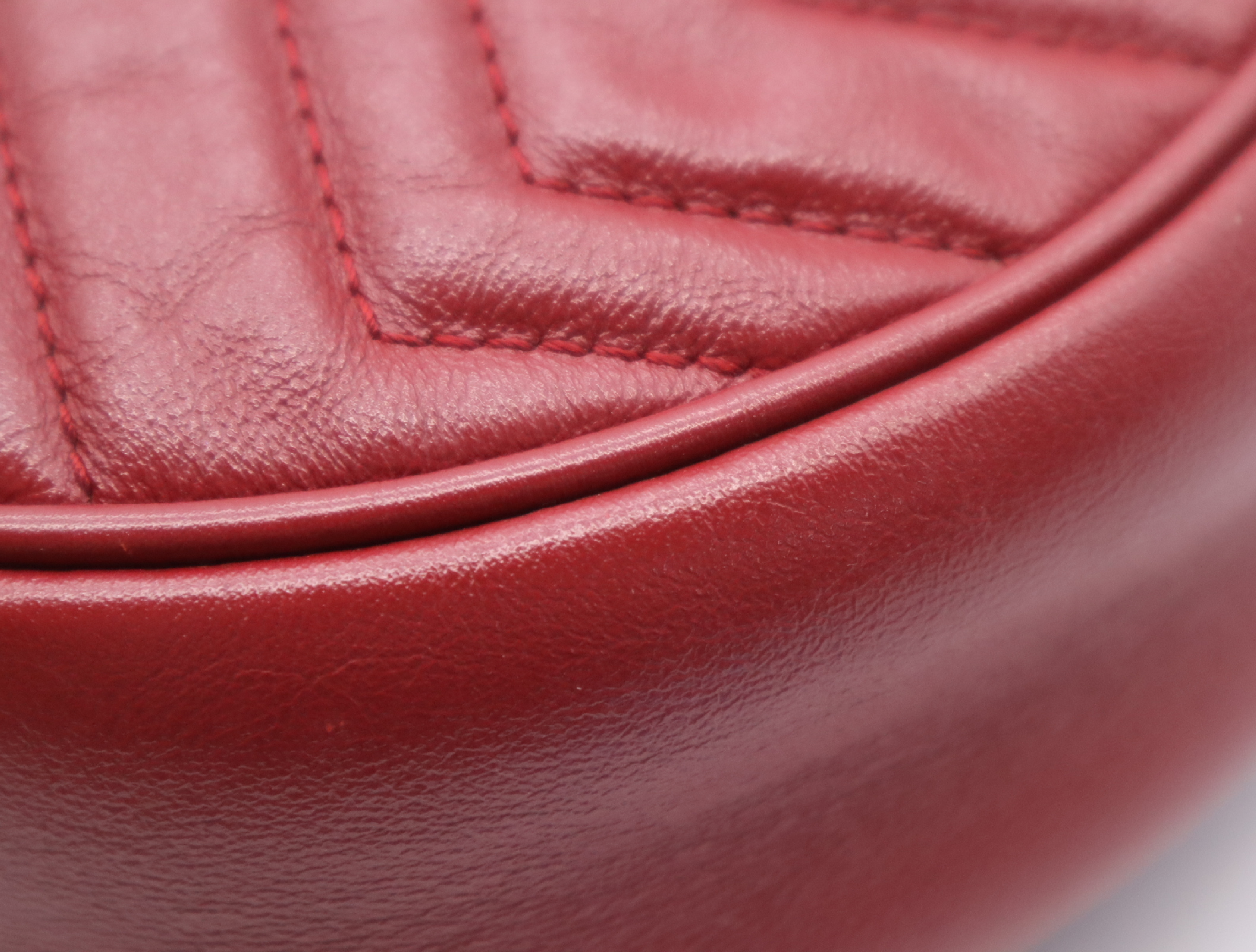 550154 Leather GG Marmont Chain Shoulder Bag, Red, Gold Hardware, with Dust Bag. — view 7