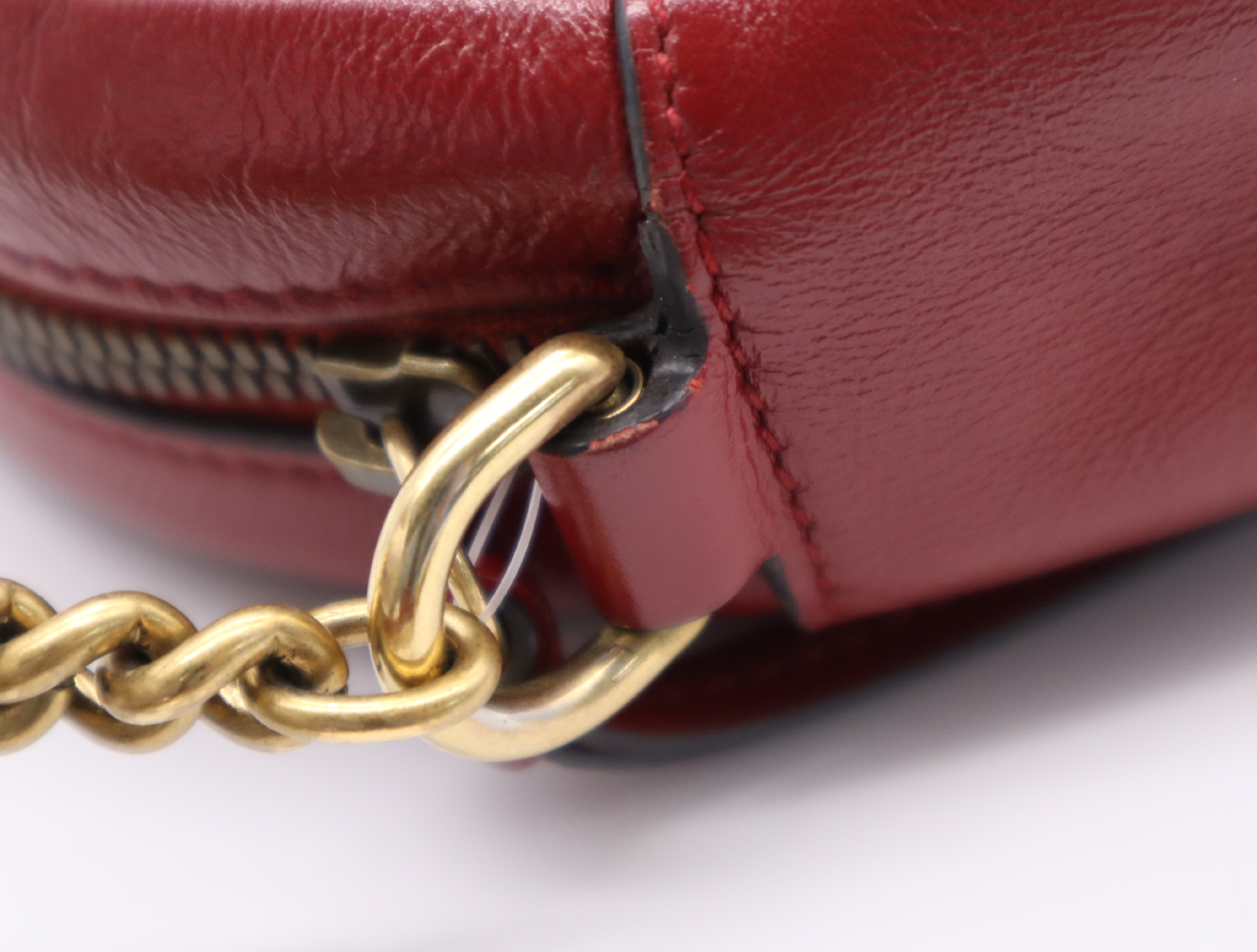 550154 Leather GG Marmont Chain Shoulder Bag, Red, Gold Hardware, with Dust Bag. — view 9