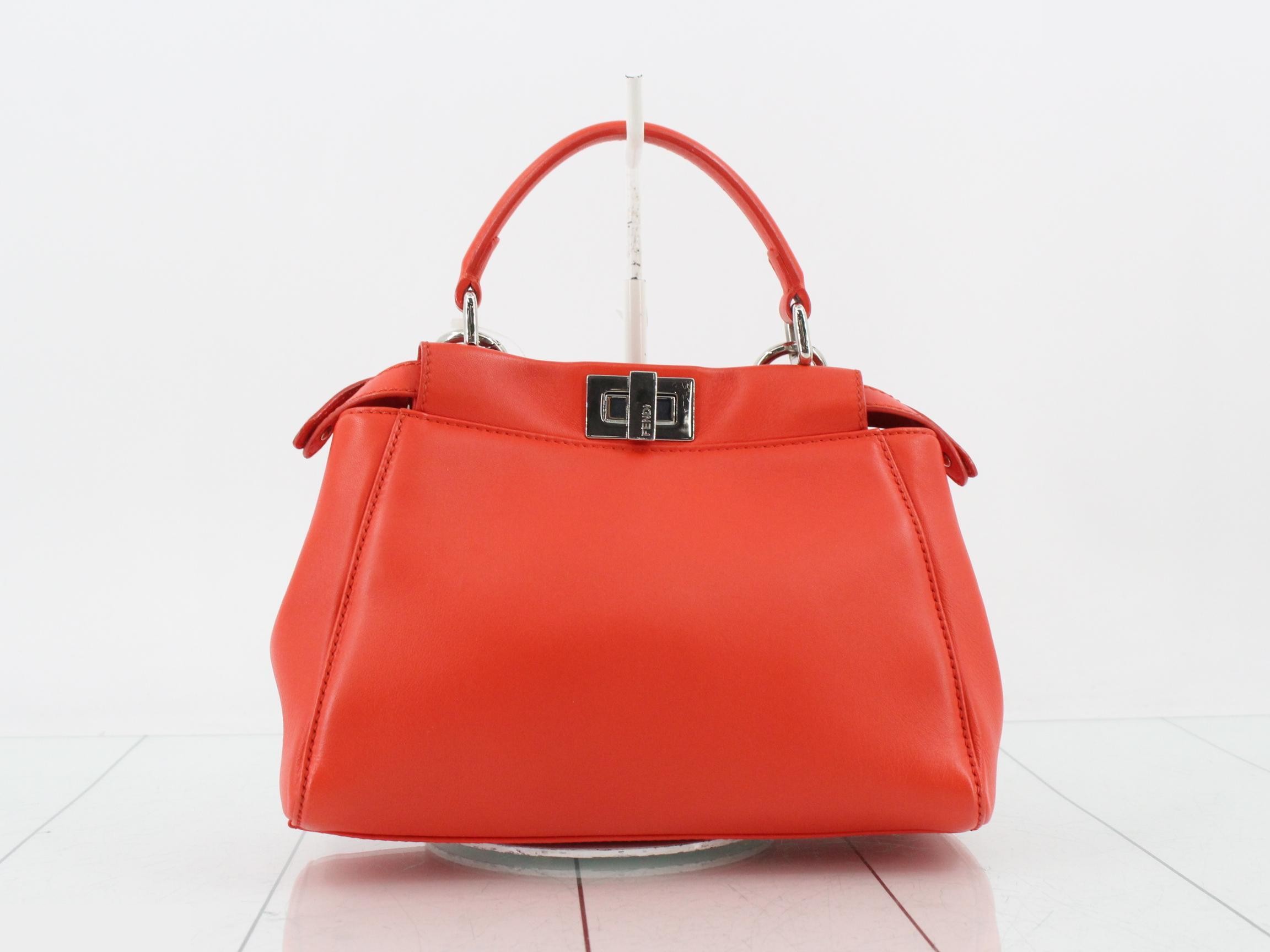 Selleria Peekaboo Leather 2-Way Handbag, Orange, 8BN244 — view 2