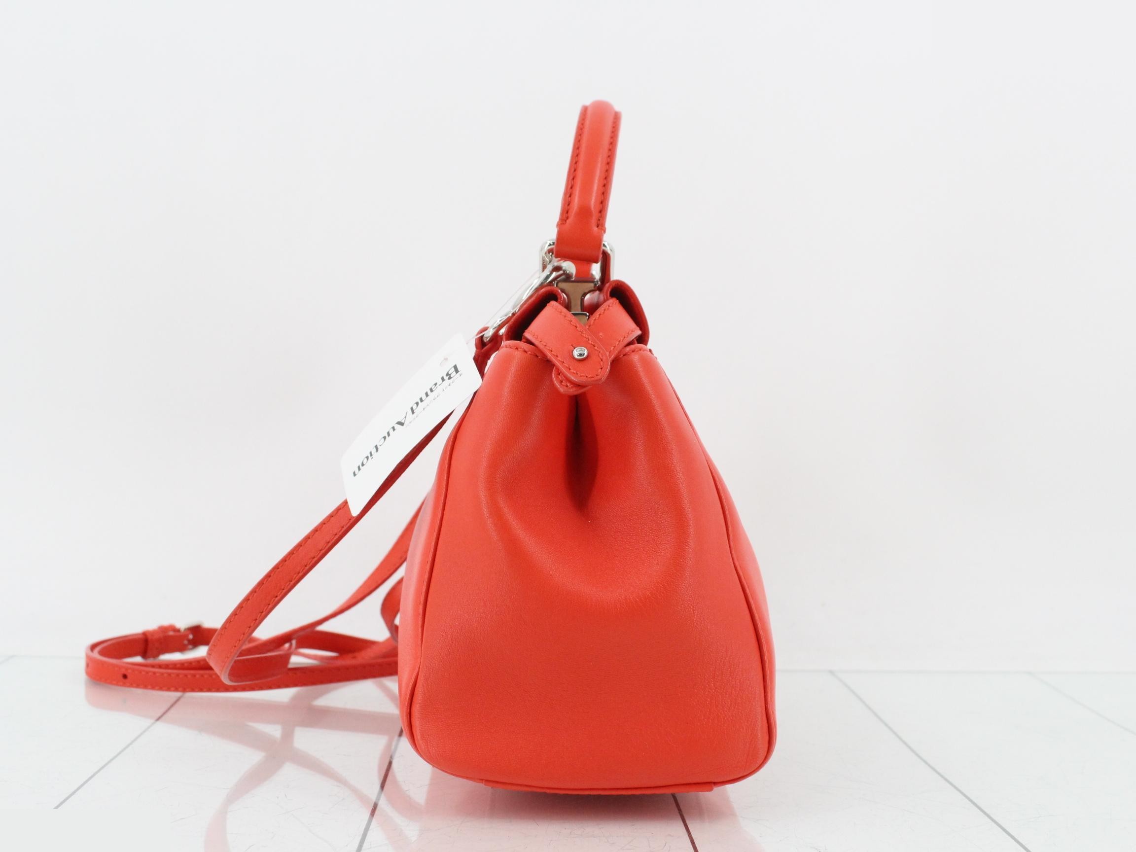 Selleria Peekaboo Leather 2-Way Handbag, Orange, 8BN244 — view 3