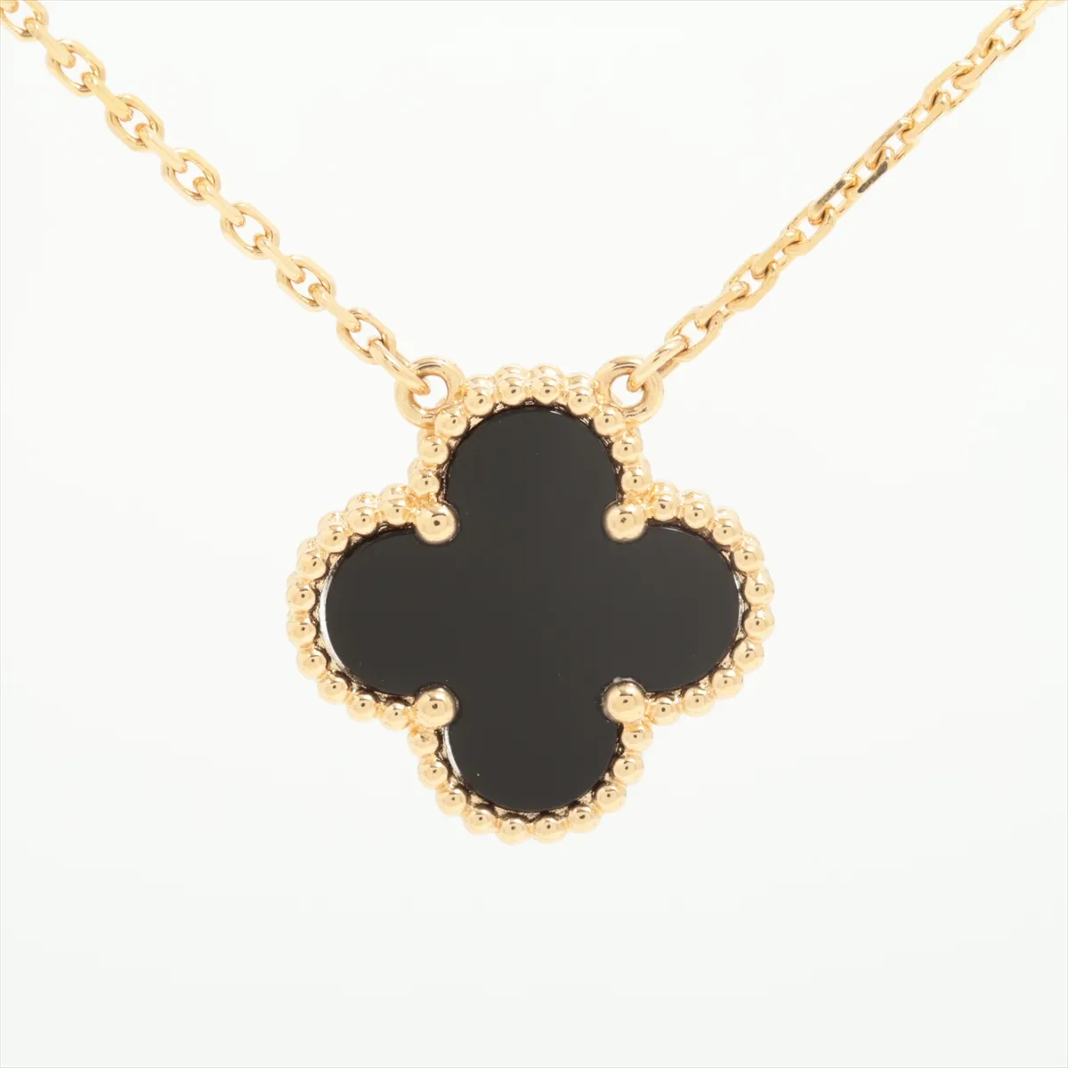 Vintage Alhambra Onyx Necklace 750 (Yellow Gold) 5.2g JE189410 — view 2