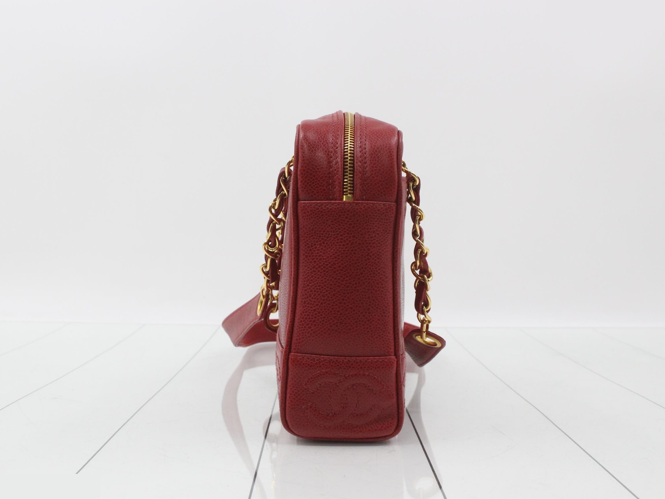 Triple Coco Chain Tote, Red, Caviar, GP, Unit 4 — view 3