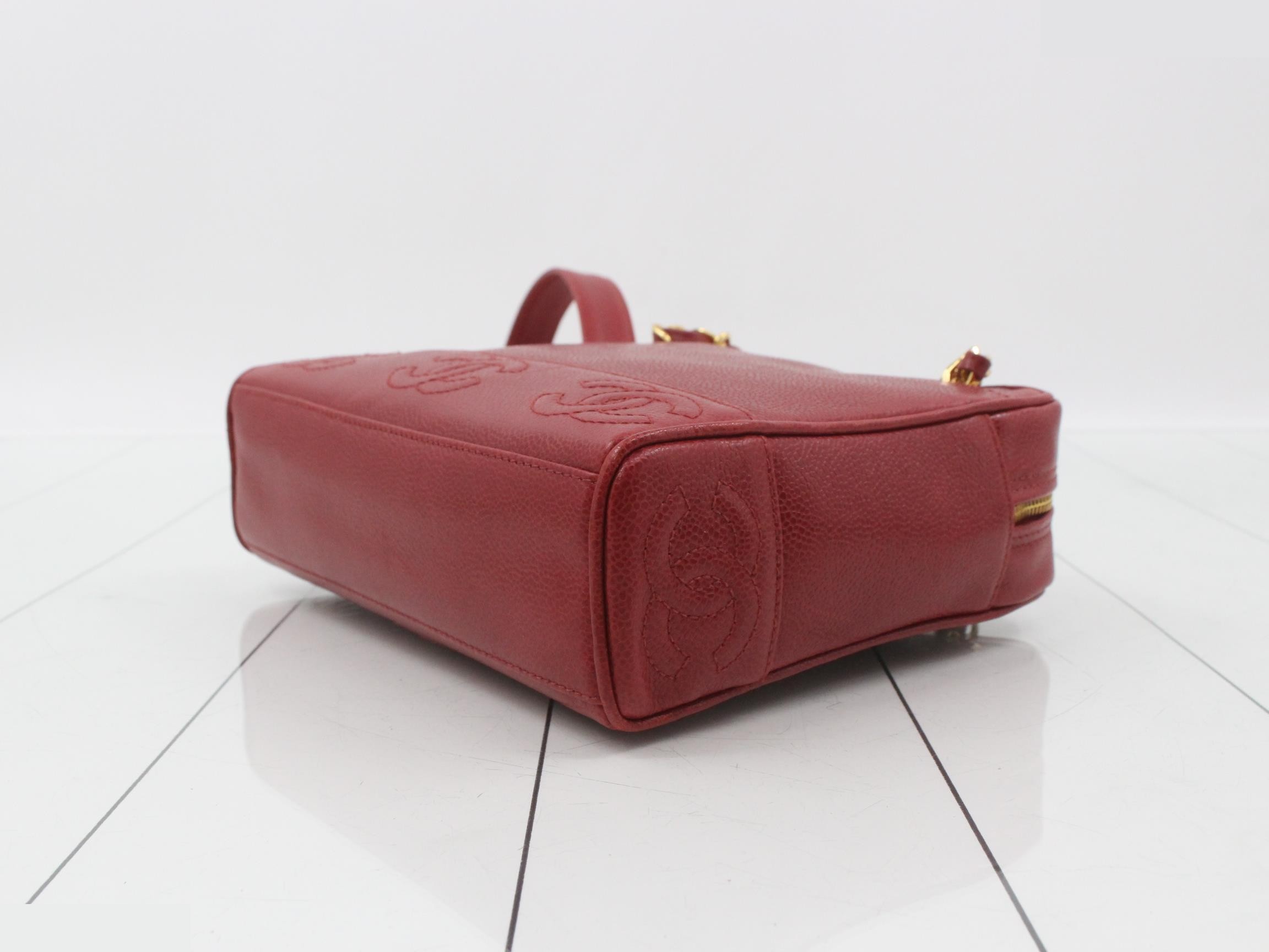 Triple Coco Chain Tote, Red, Caviar, GP, Unit 4 — view 6
