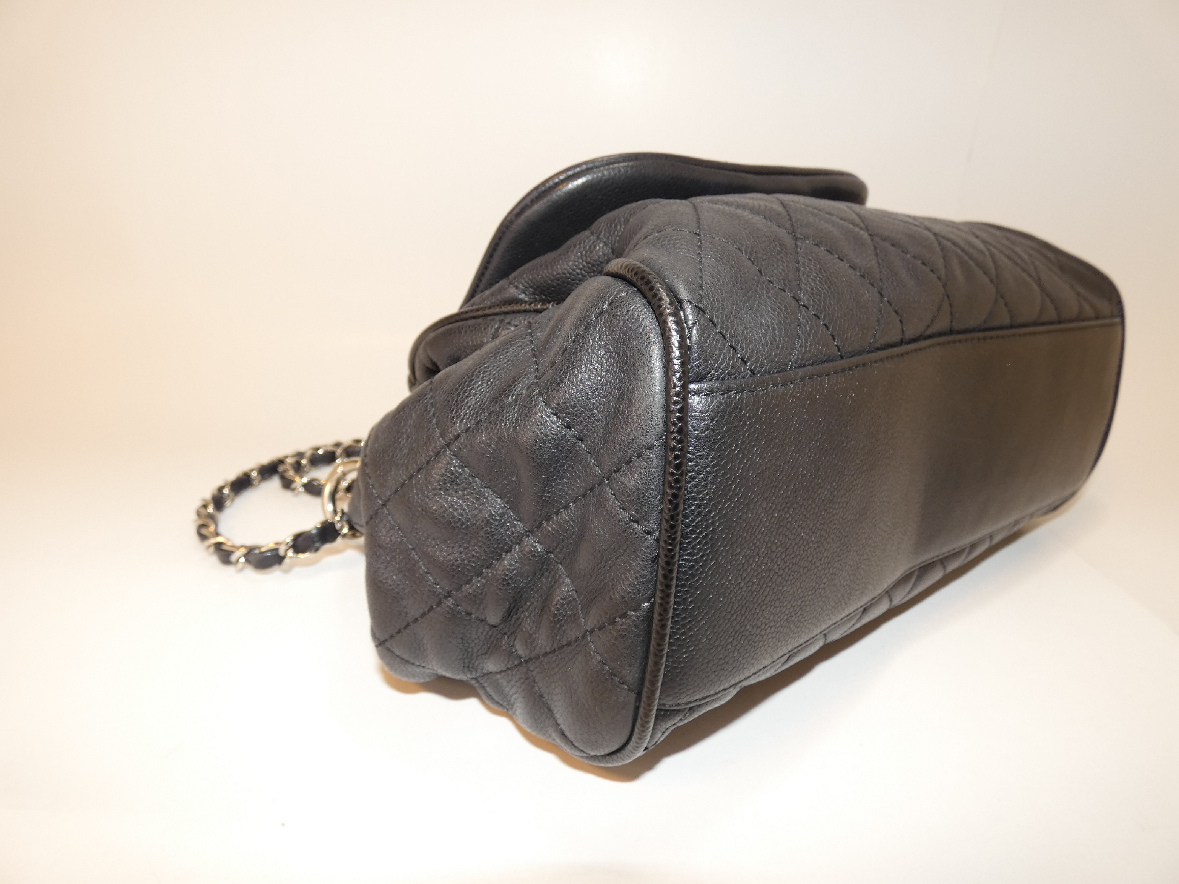 Large Coco Caviar Skin Black Chain Shoulder Bag — view 6