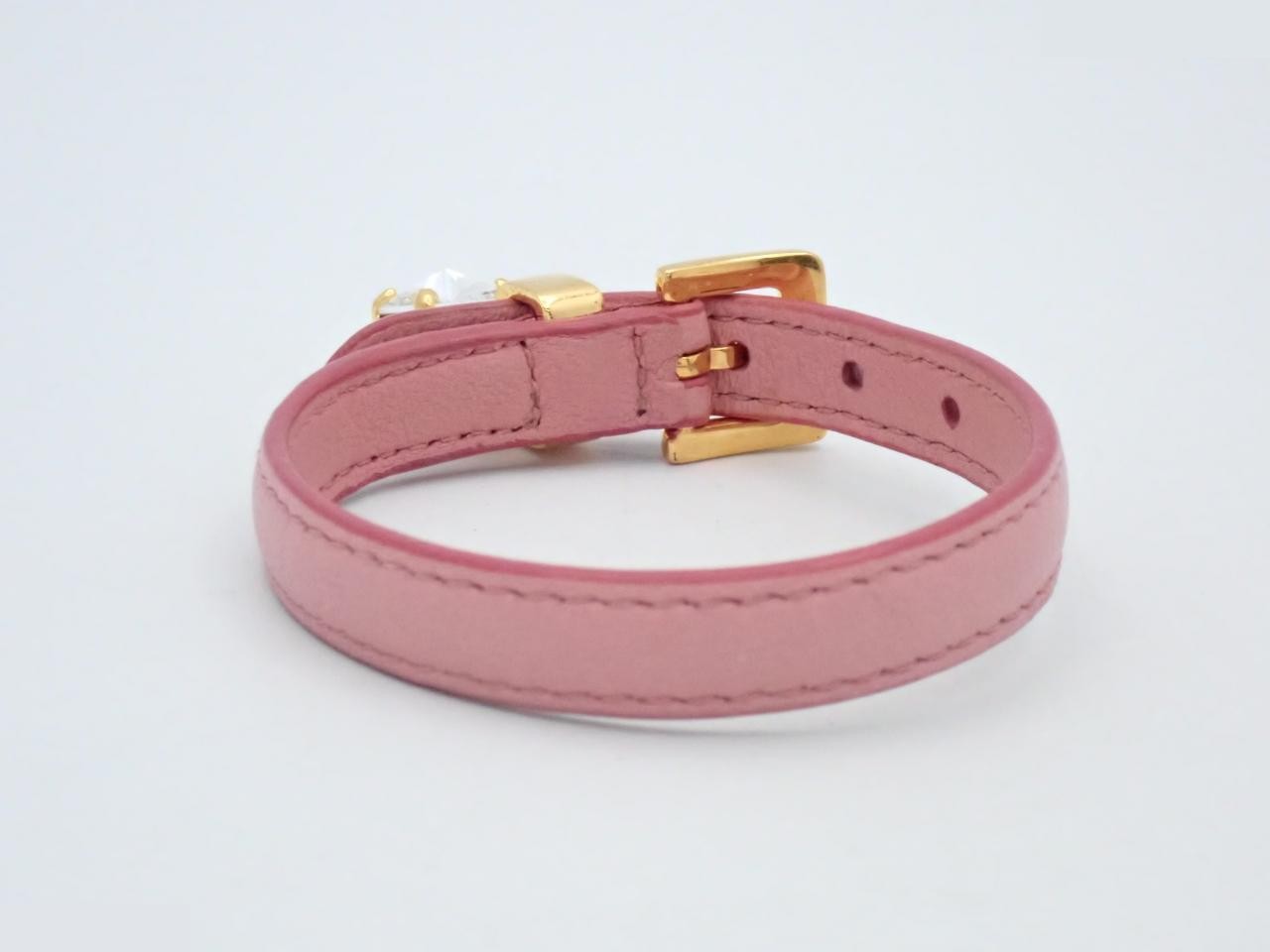Bracelet, leather, rhinestones, pink, wrist circumference approximately 17.5 cm — view 2
