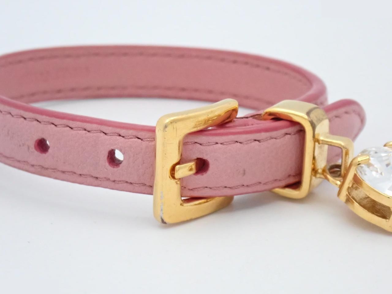 Bracelet, leather, rhinestones, pink, wrist circumference approximately 17.5 cm — view 3