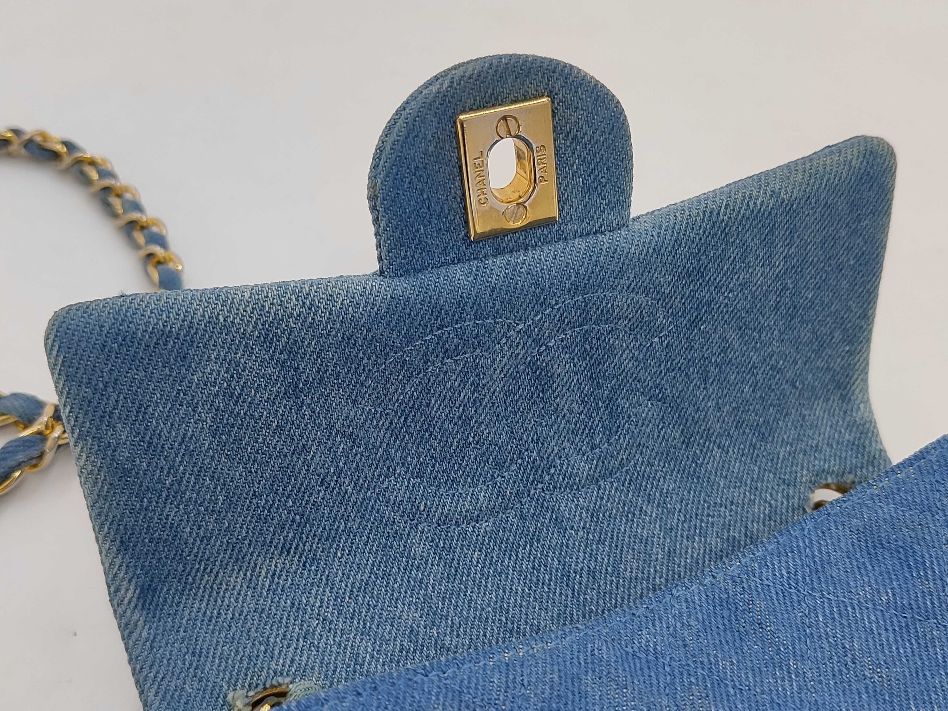 Mini Matelasse 17 Denim Chain Shoulder Bag with Gold Hardware (Series 1) — view 12