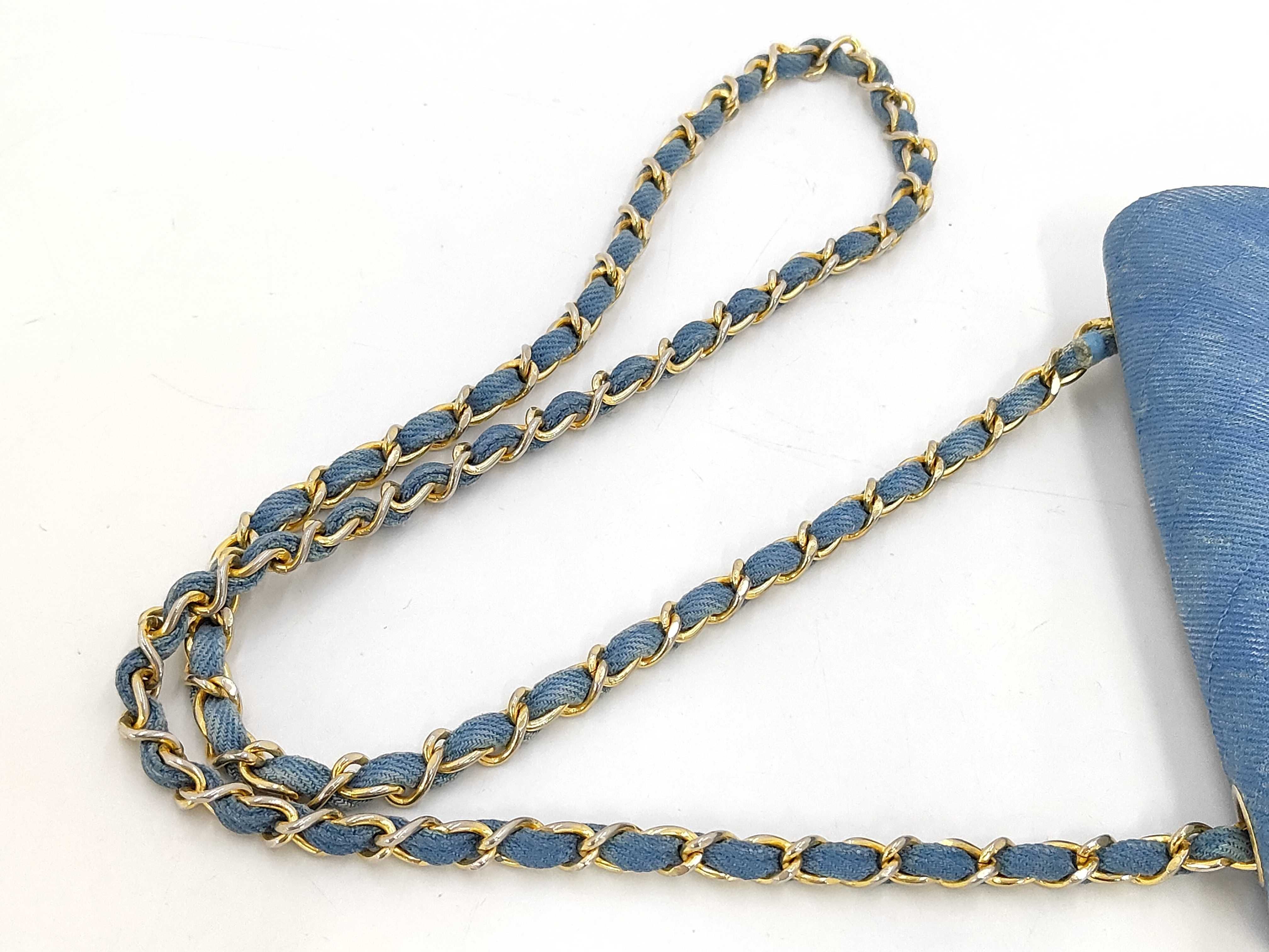 Mini Matelasse 17 Denim Chain Shoulder Bag with Gold Hardware (Series 1) — view 5