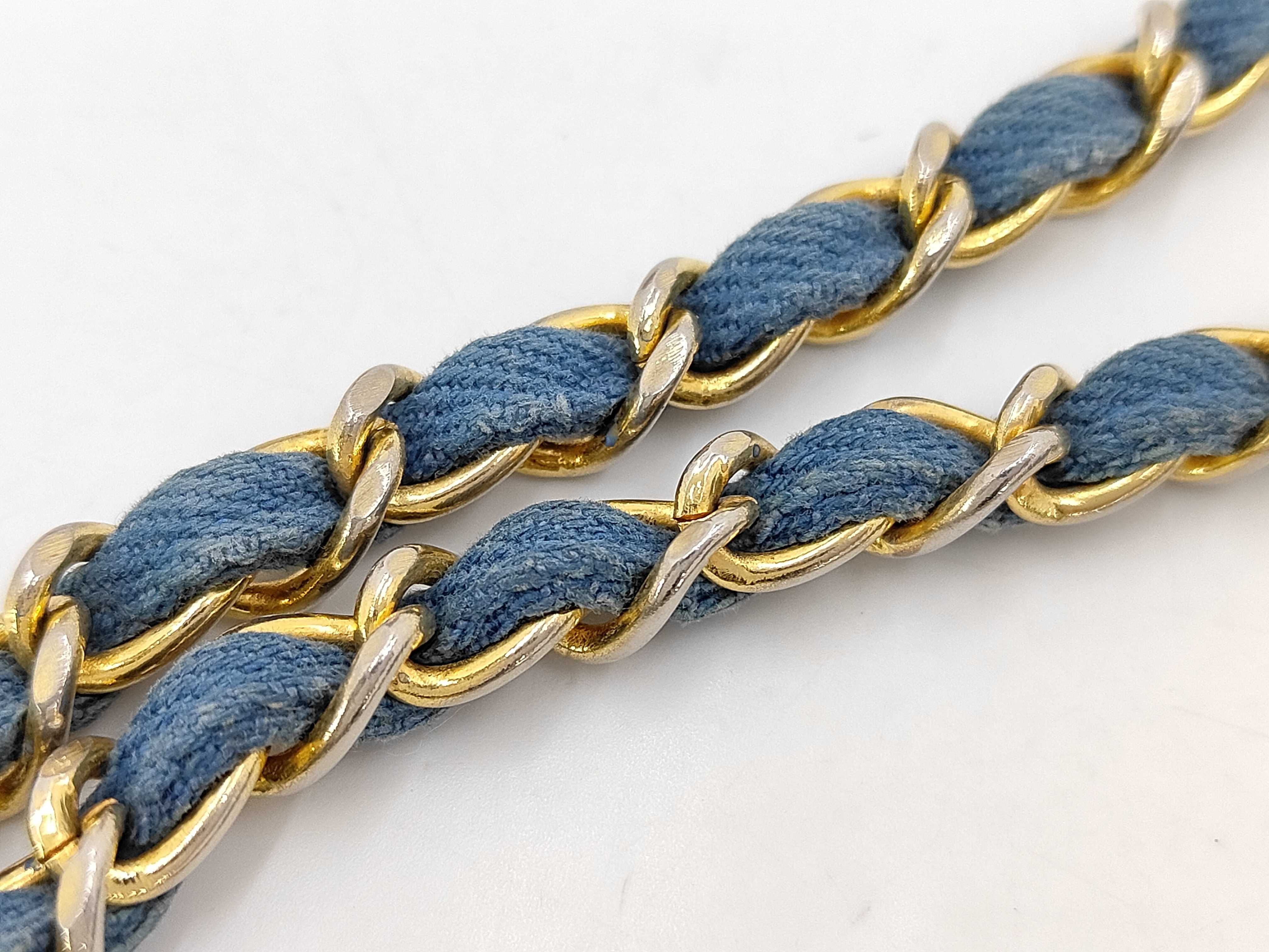 Mini Matelasse 17 Denim Chain Shoulder Bag with Gold Hardware (Series 1) — view 6