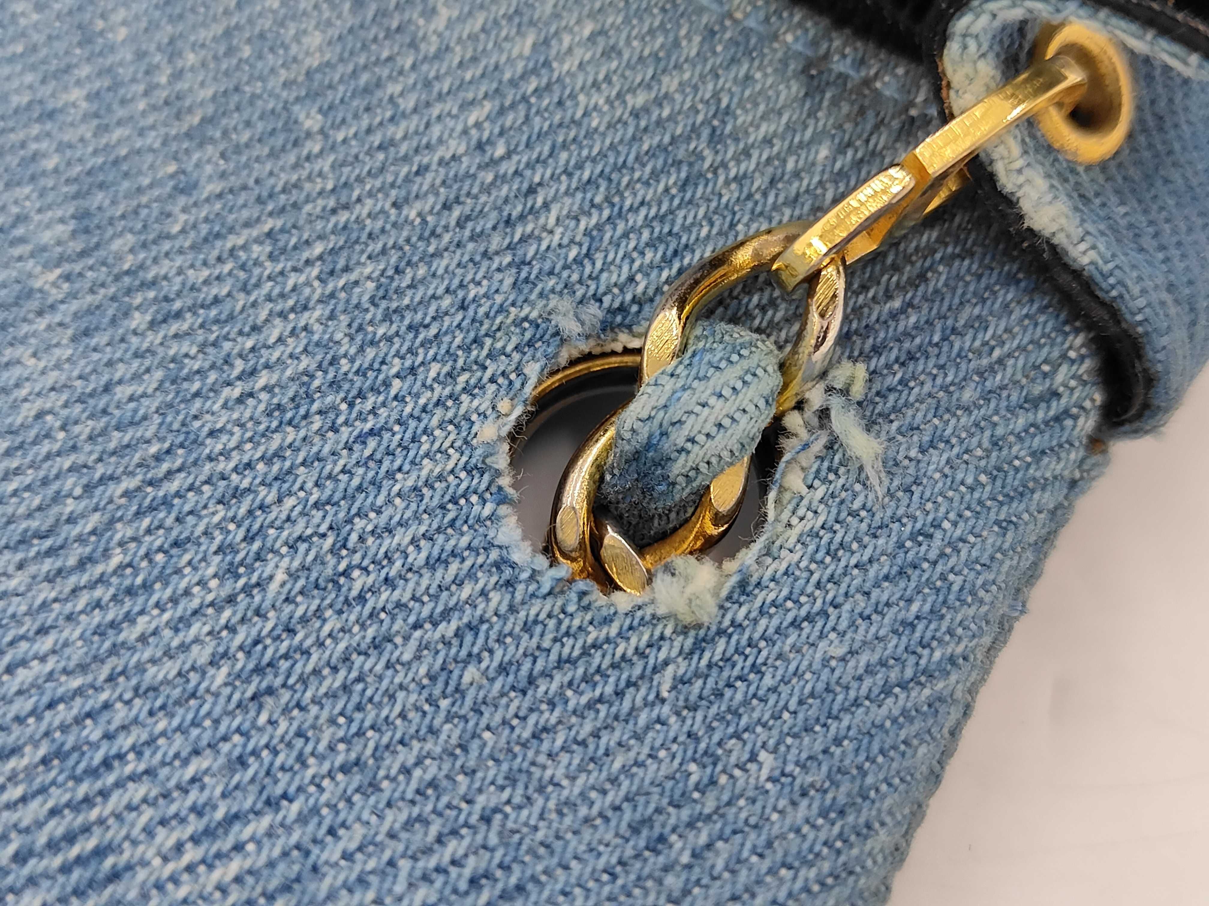 Mini Matelasse 17 Denim Chain Shoulder Bag with Gold Hardware (Series 1) — view 7