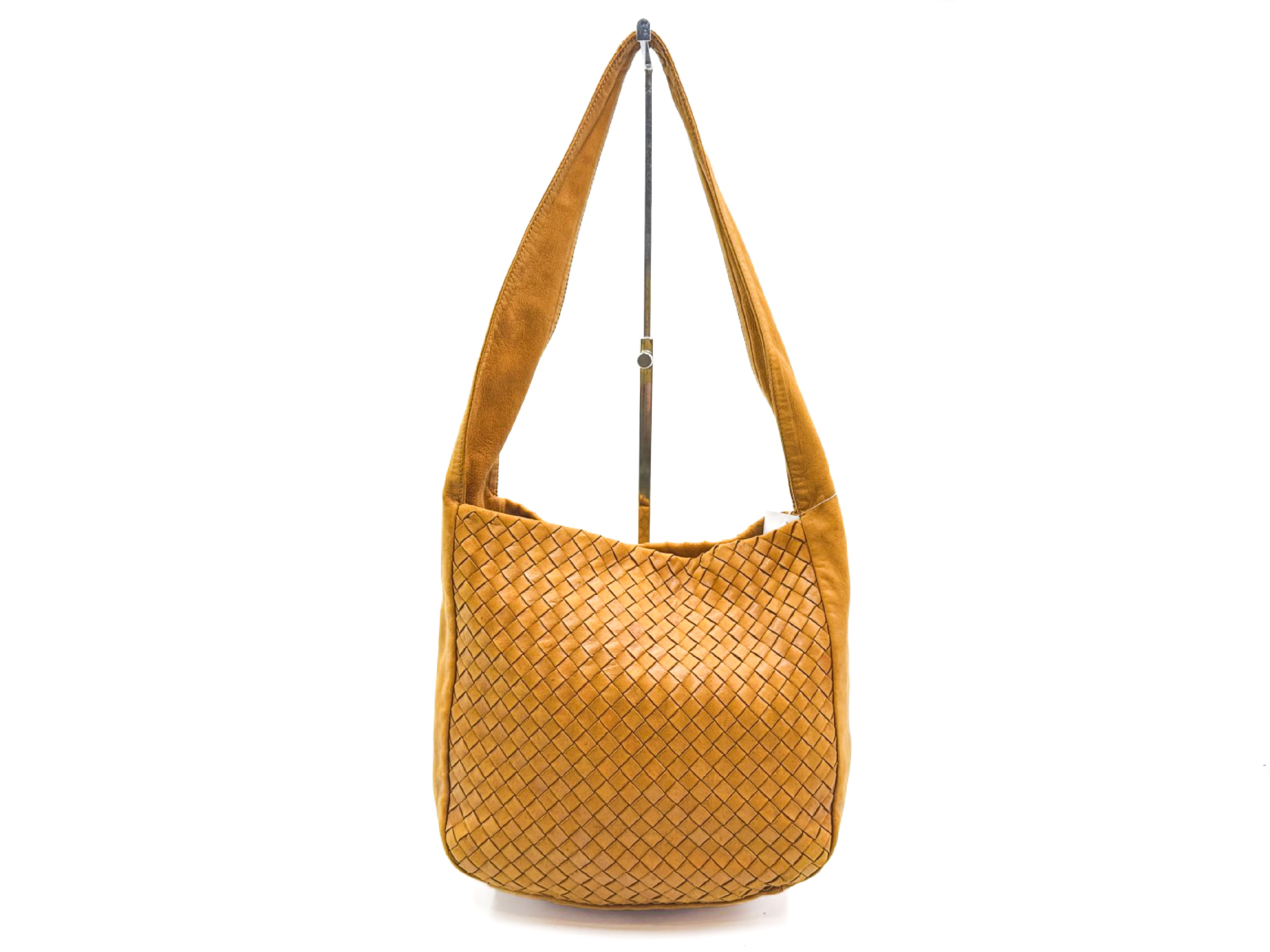 Intrecciato Yellow Leather Shoulder Bag — view 2