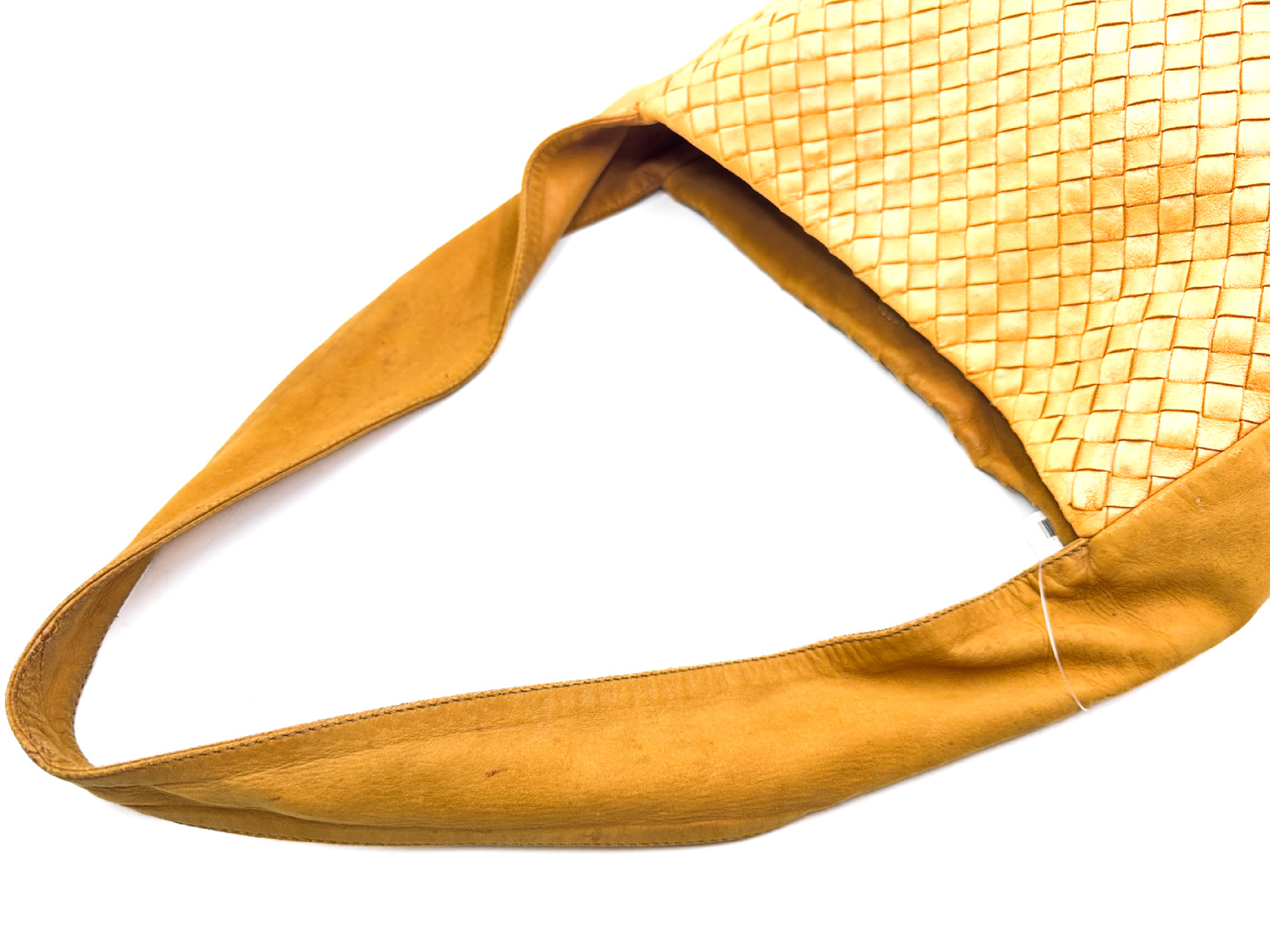 Intrecciato Yellow Leather Shoulder Bag — view 3